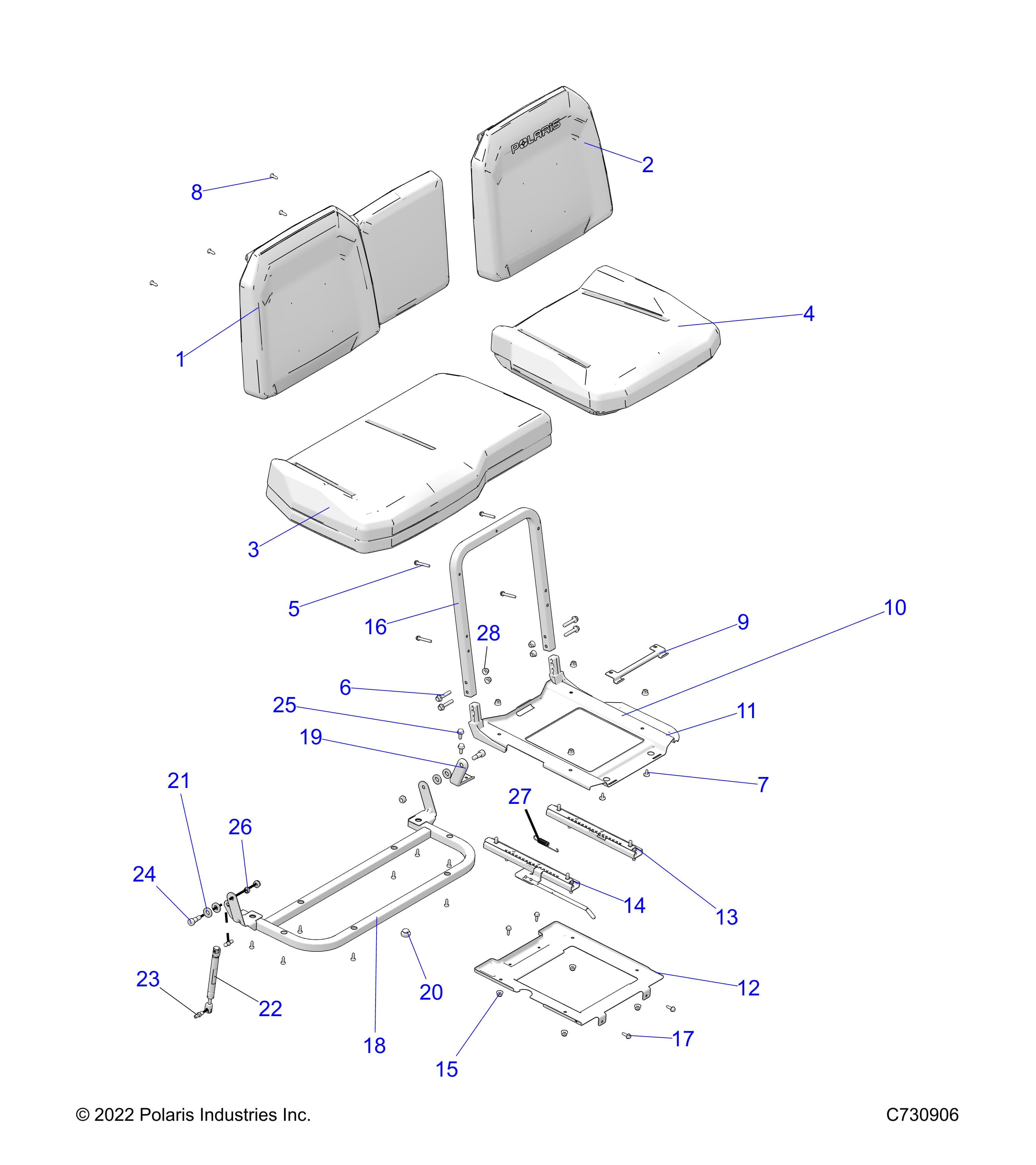 2026 RANGER 1000 XP CREW TEXAS EDITION β BODY, SEAT ASSEMBLY & SLIDER - R26RSF99AL (C730906) diagram