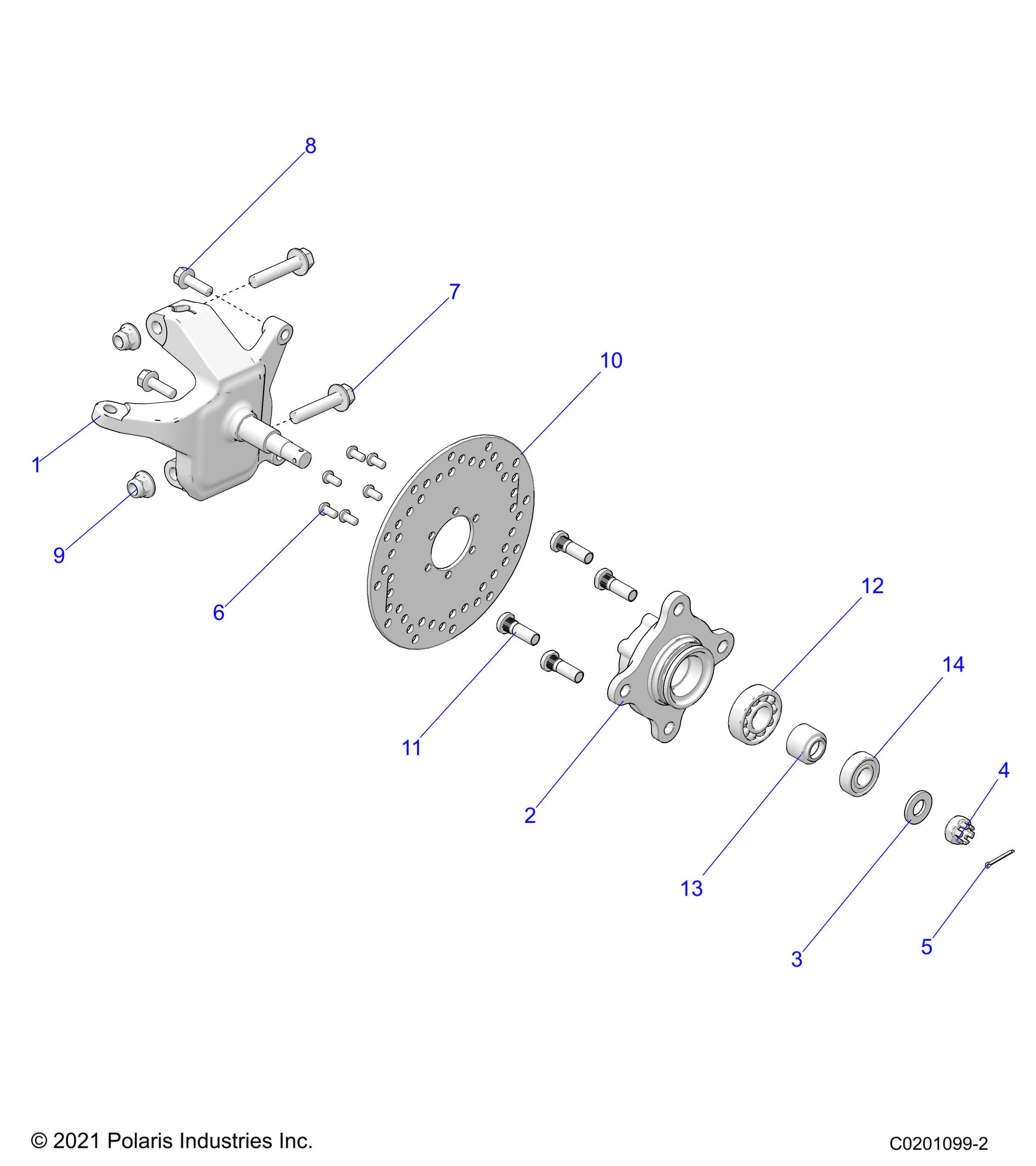 2026 RZR 200 AU β STEERING, FRONT HUB and SPINDLE - Z26HCA18D4 (C0201099-2) diagram