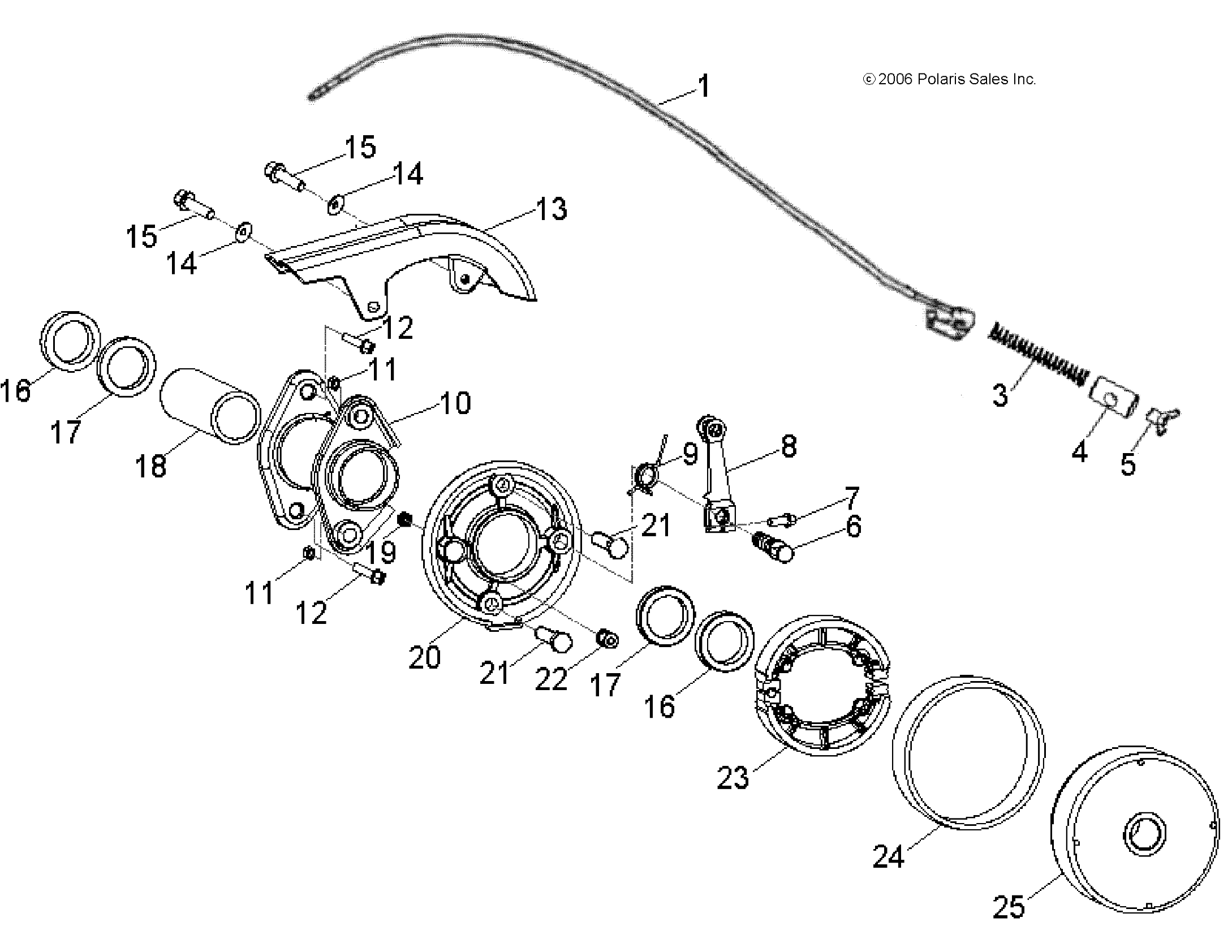 2026 OUTLAW 110 R02 - A26YKA11B1/B7 β BRAKES, REAR - A26YKA11B1/B7 (49ATVBRAKERR08OUT90) diagram