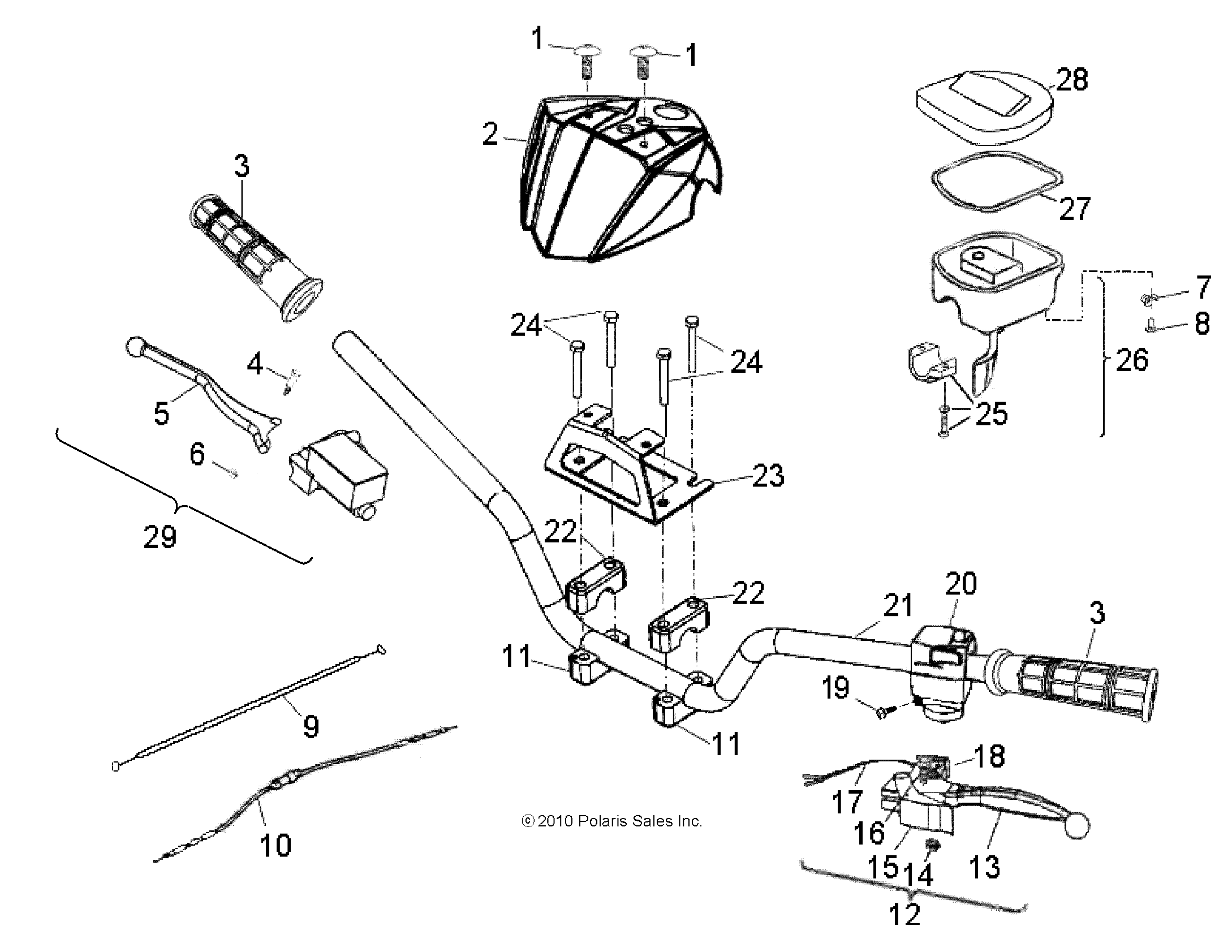 2026 PHOENIX 200 R01 - A26YPA20A4 β STEERING, HANDLEBAR - A26YPA20A4 (49ATVHANDLEBAR11PHX) diagram
