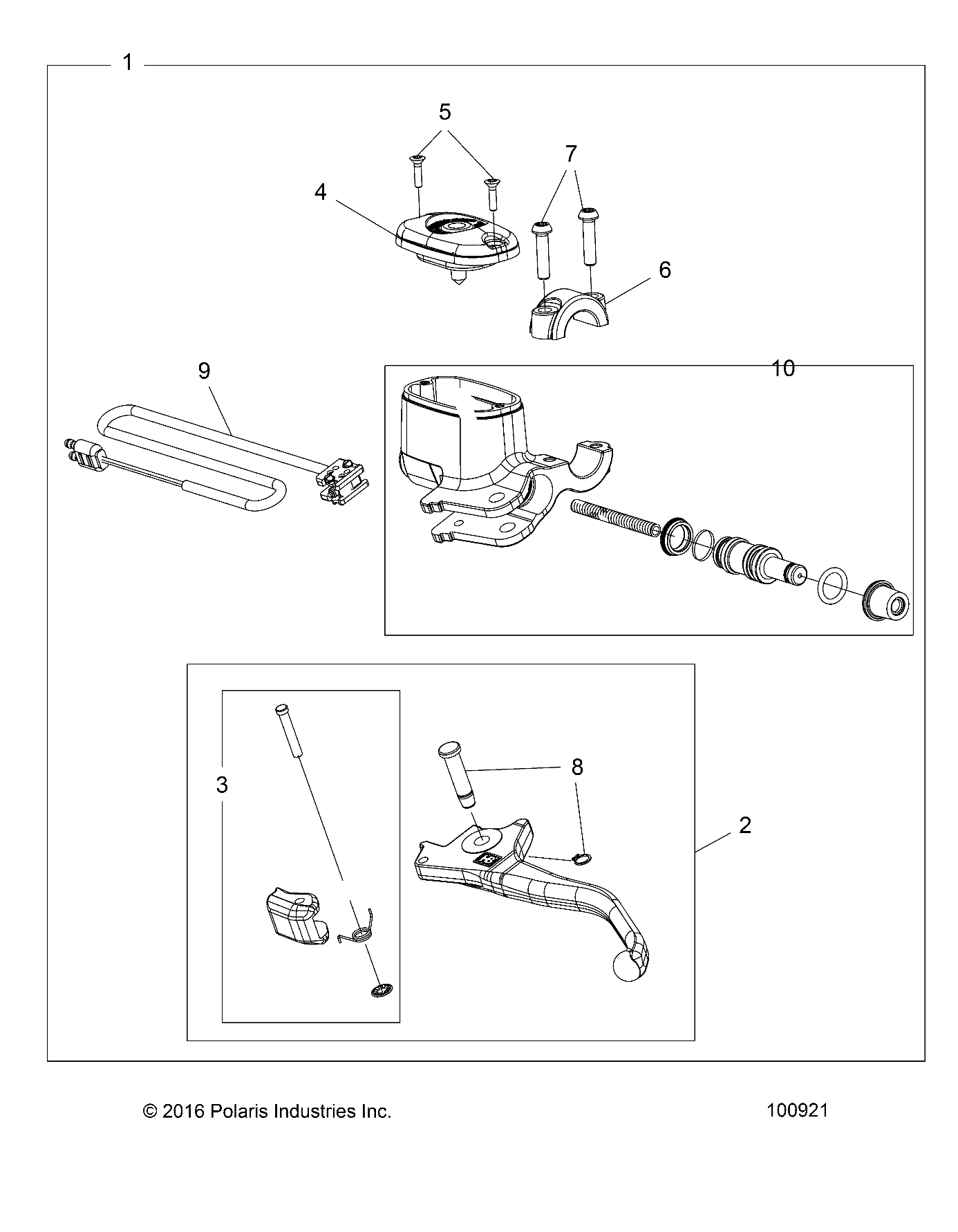 2026 SPORTSMAN XP 1000 MUD R01 - A26SXM95AR β BRAKES, FRONT BRAKE LEVER and MASTER CYLINDER - A26SXM95AR (100921) diagram