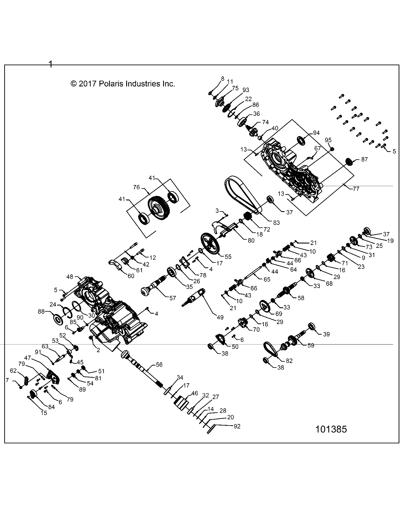 2026 SPORTSMAN 570 6X6 EPS 49S β DRIVE TRAIN, MAIN GEARCASE - A26SKE57A1 (101385) diagram
