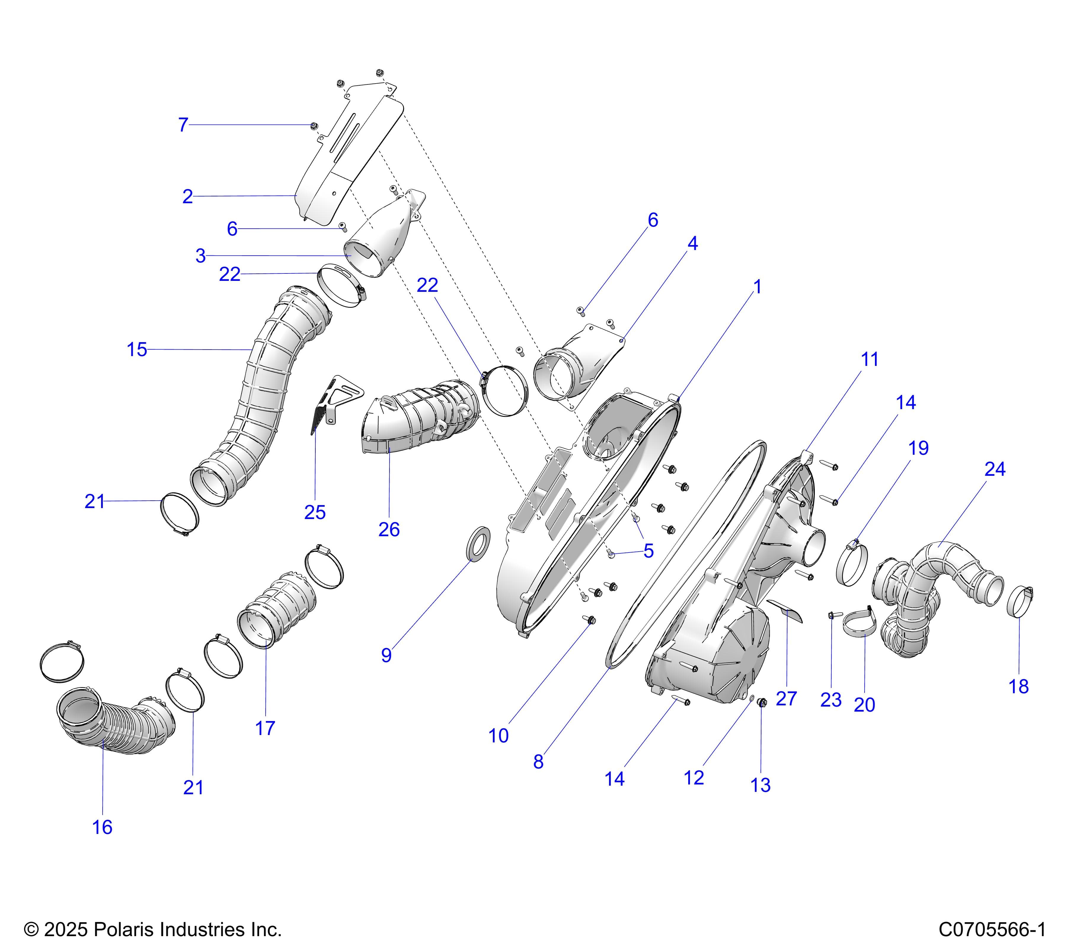 2026 GENERAL XP4 1000 PREMIUM β DRIVE TRAIN, CLUTCH COVER AND DUCTING diagram