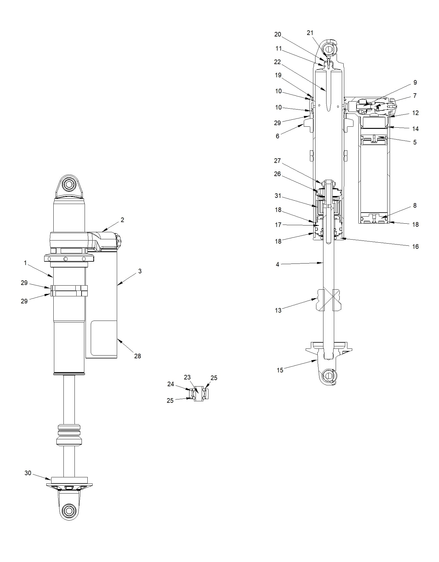 2026 RZR XP S 1000 ULTIMATE β SUSPENSION, FRONT SHOCK INTERNALS - Z26NEY99A4/B4/A6/B6 (7046371) diagram