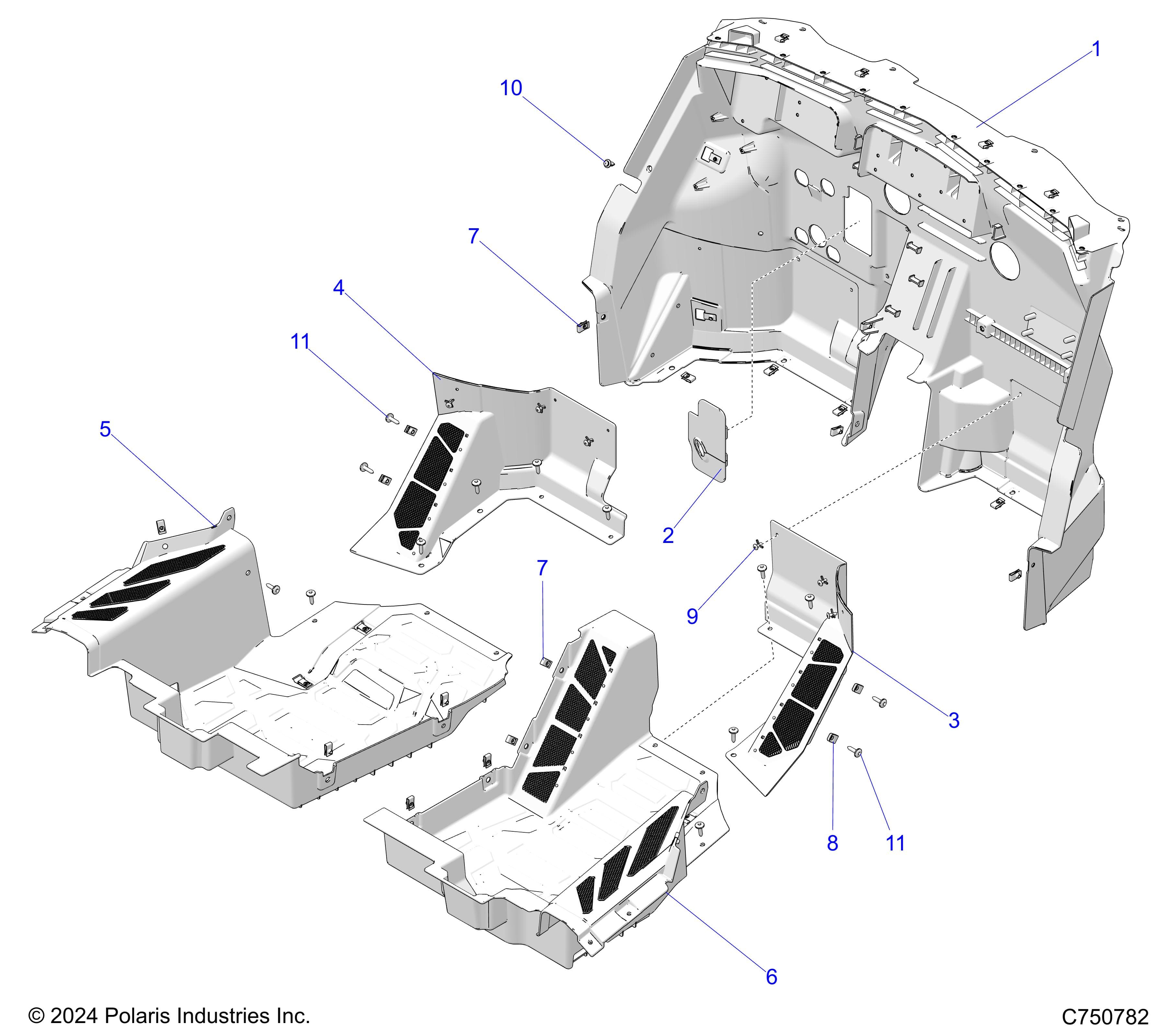 2026 RZR PRO XP 4 ULTIMATE β BODY, FLOOR PANELS, FRONT - Z26X4D92AH/BH/AN/BN (C750782) diagram