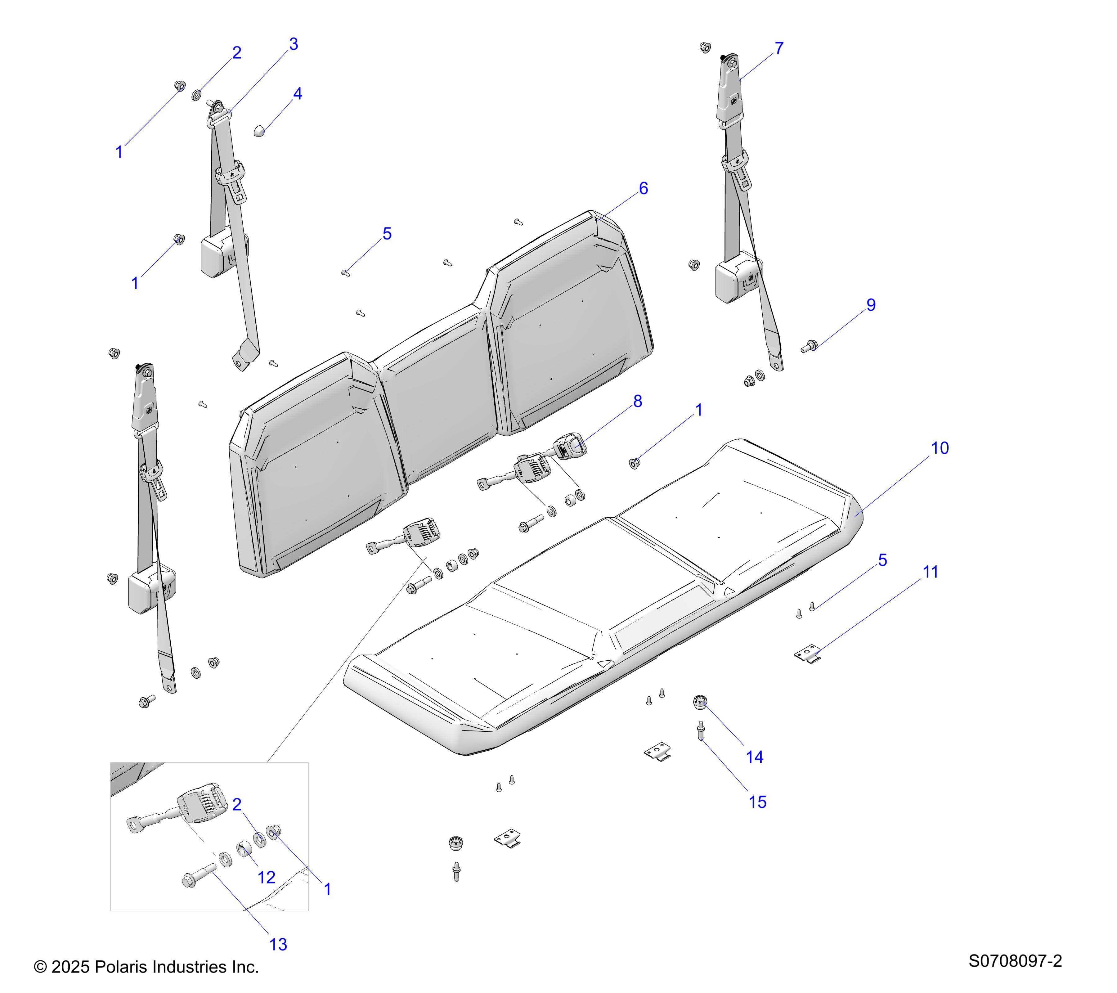 2026 RANGER 1000 CREW NON EPS β BODY, SEATS REAR diagram