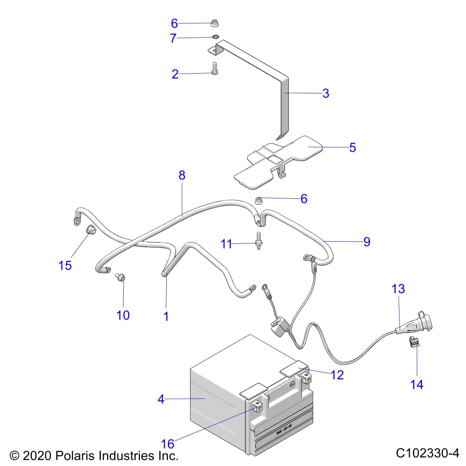 2026 SPORTSMAN TOURING 850 48" R02 - A26SYE85AL β ELECTRICAL, BATTERY - A26SYE85AL (C102330-4) diagram