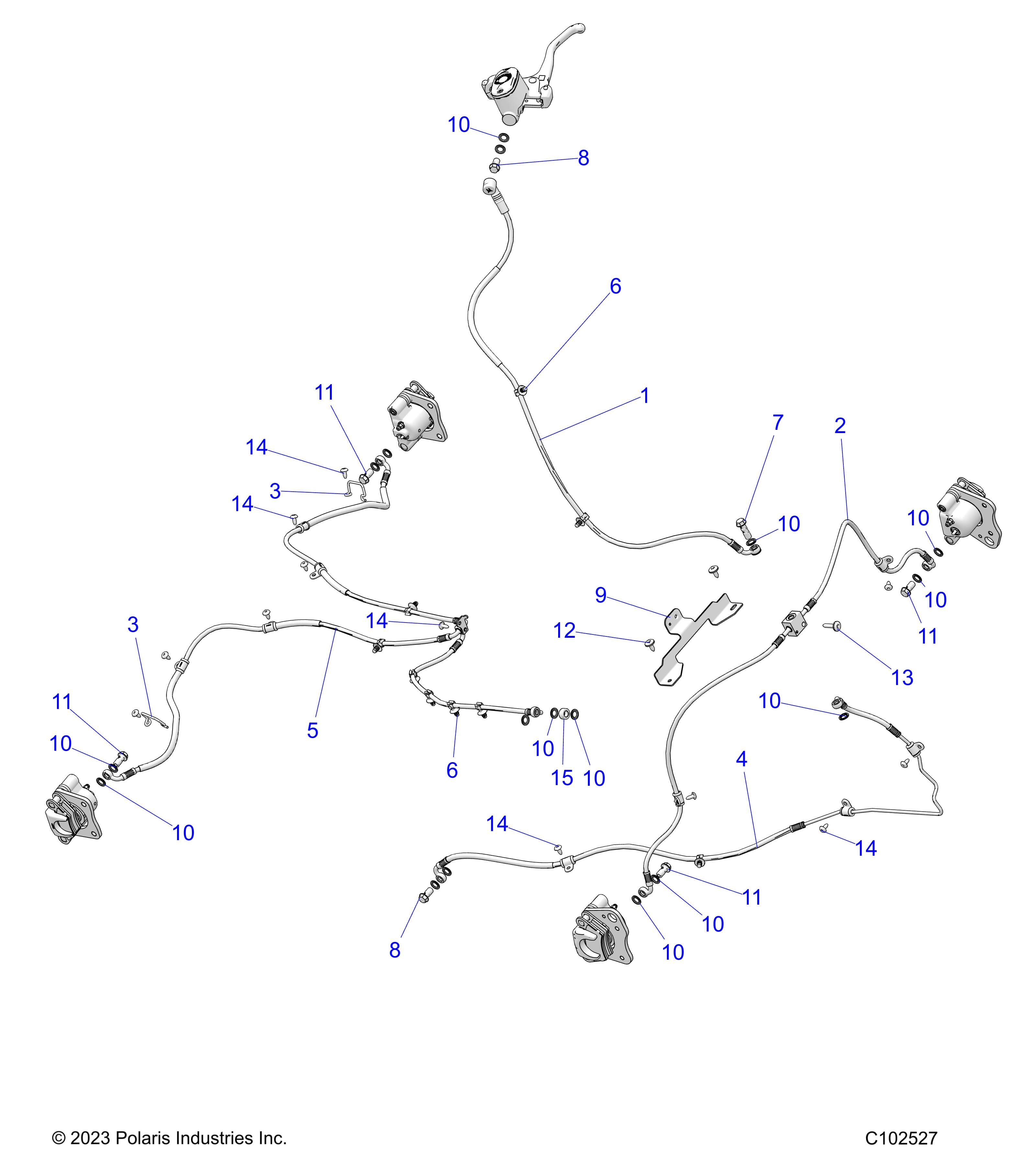 2026 SPORTSMAN 570 X2 EPS β BRAKES, BRAKE LINES - A26SWE57AL (C102527) diagram