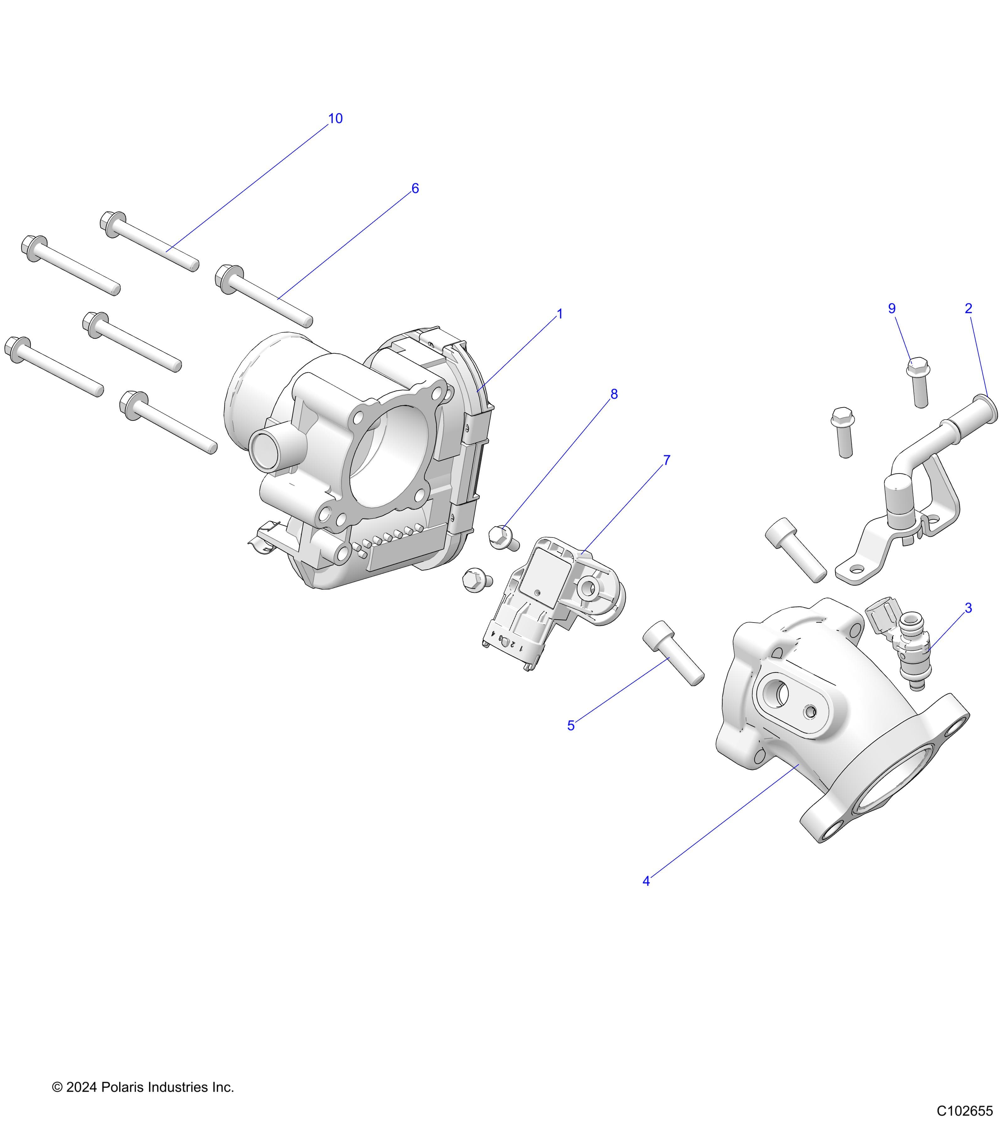 2026 SPORTSMAN 570 X2 EPS β ENGINE, THROTTLE BODY and FUEL RAIL - A26SWE57AL (C102655) diagram