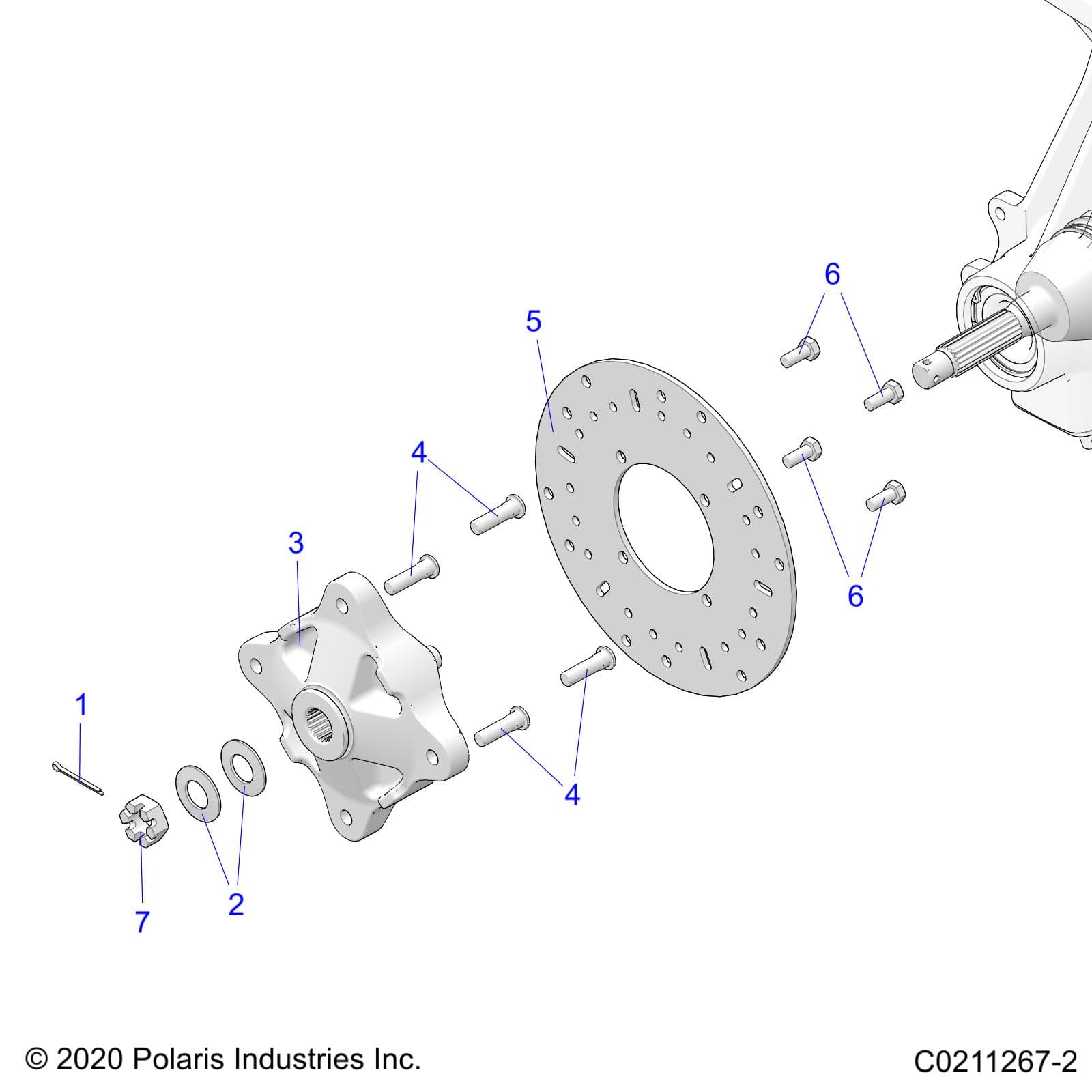 2026 SPORTSMAN 570 EPS PREM 40th β SUSPENSION, FRONT HUB and BRAKE DISC - A26SEZ57AB/BB (C0211267-2) diagram