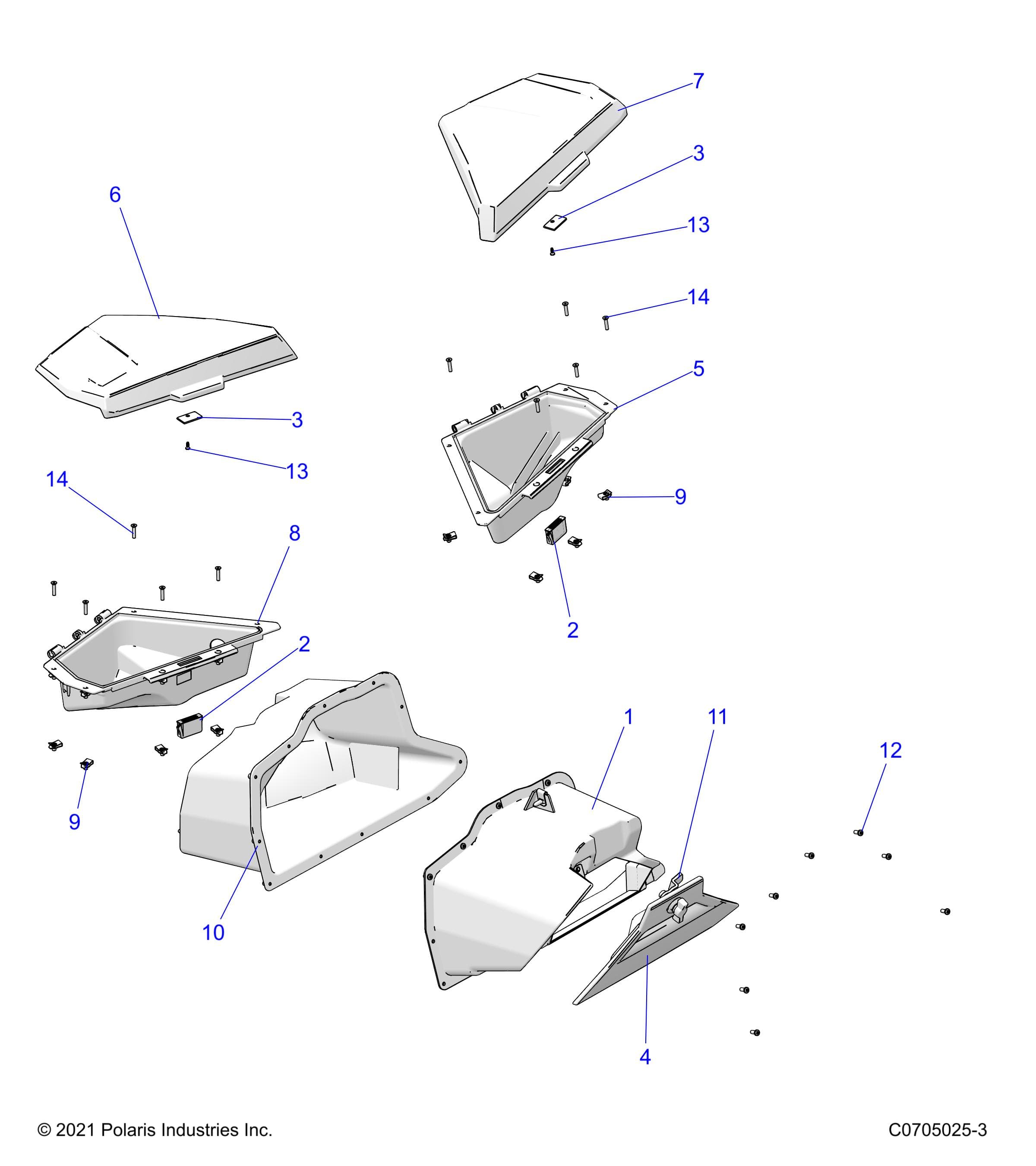 2026 RZR XP 4 1000 ULTIMATE β BODY, DASH STORAGE - Z26NMT99A4/B4/A6 (C0705025-3) diagram