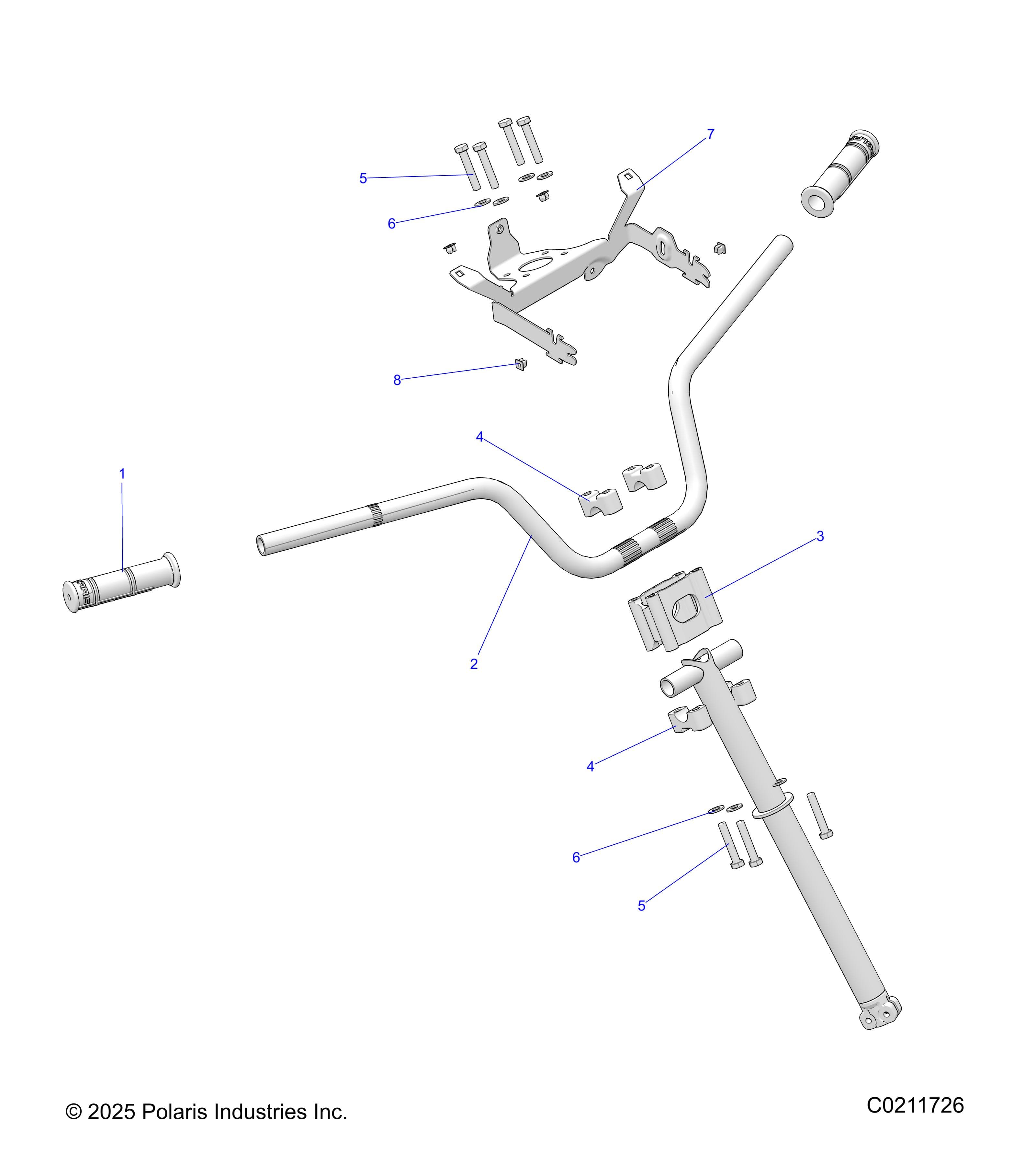 2026 SCRAMBLER XP 1000 S 49S R01 - A26SGE95AB β STEERING, HANDLEBAR and CLAMPS - A26SGE95AB (C0211726) diagram
