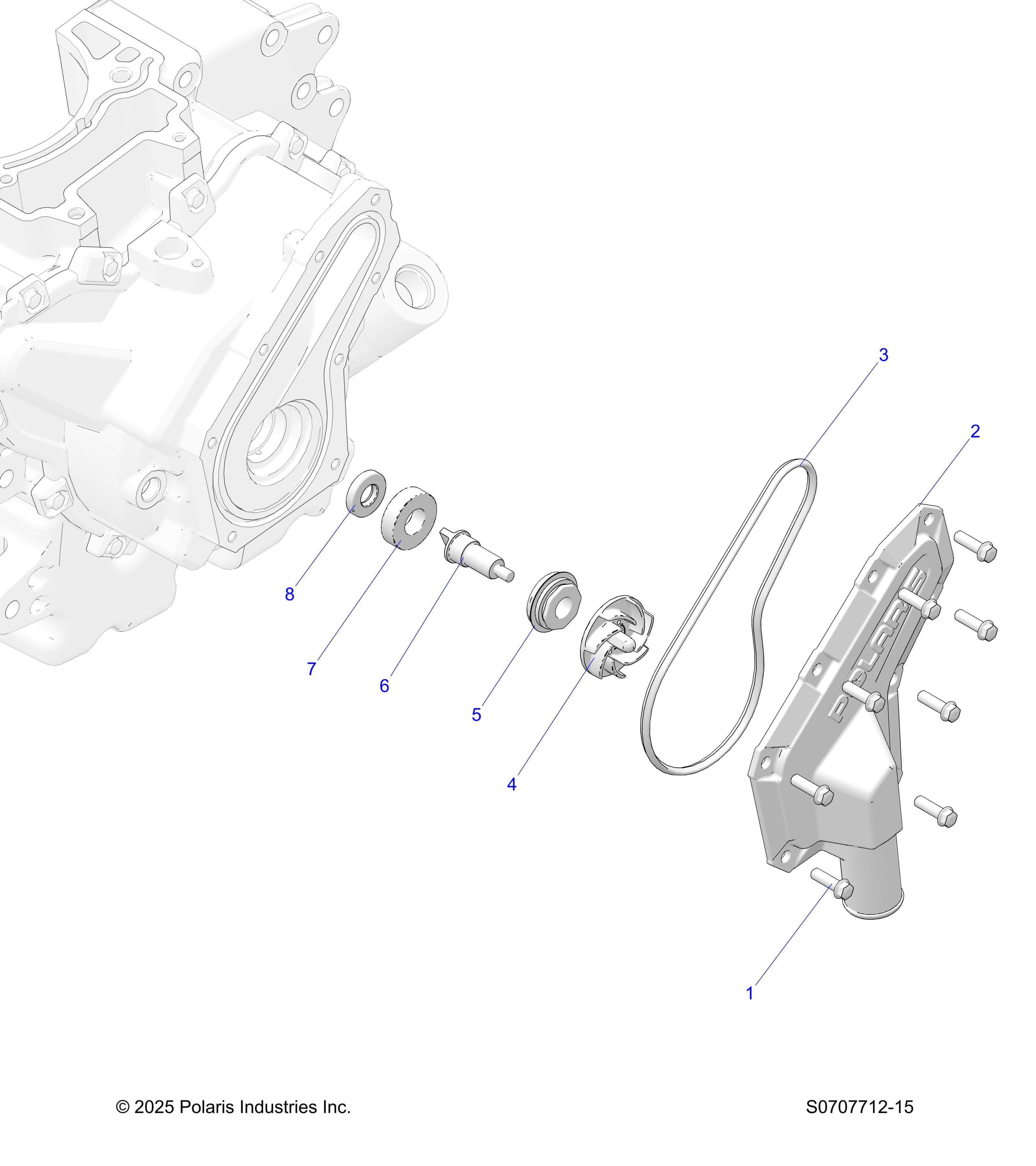 2026 RANGER 500 β ENGINE, WATERPUMP IMPELLER & COVER diagram