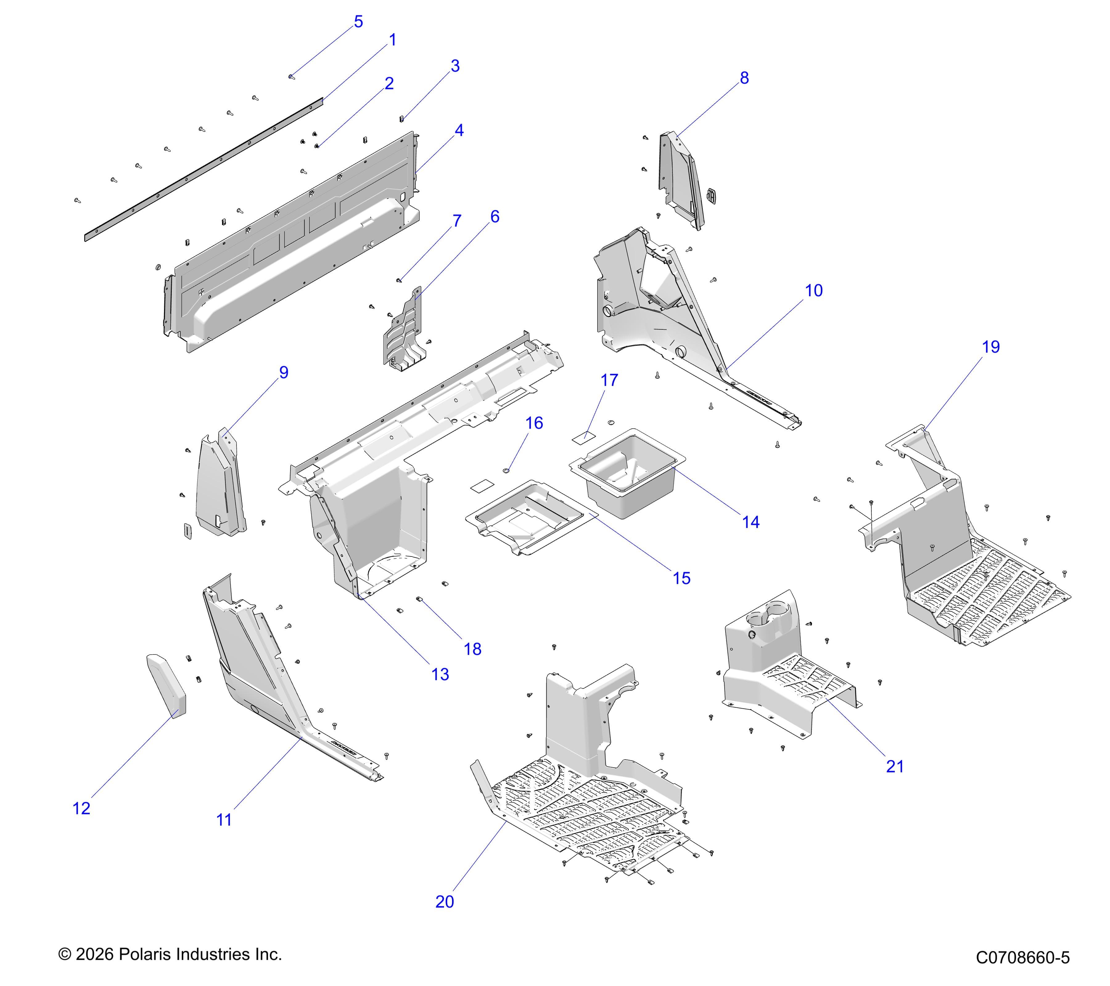 2026 RANGER 1000 XP CREW NSTR PREMIUM β BODY, REAR CLOSE OFF, FENDERS & FLOOR diagram