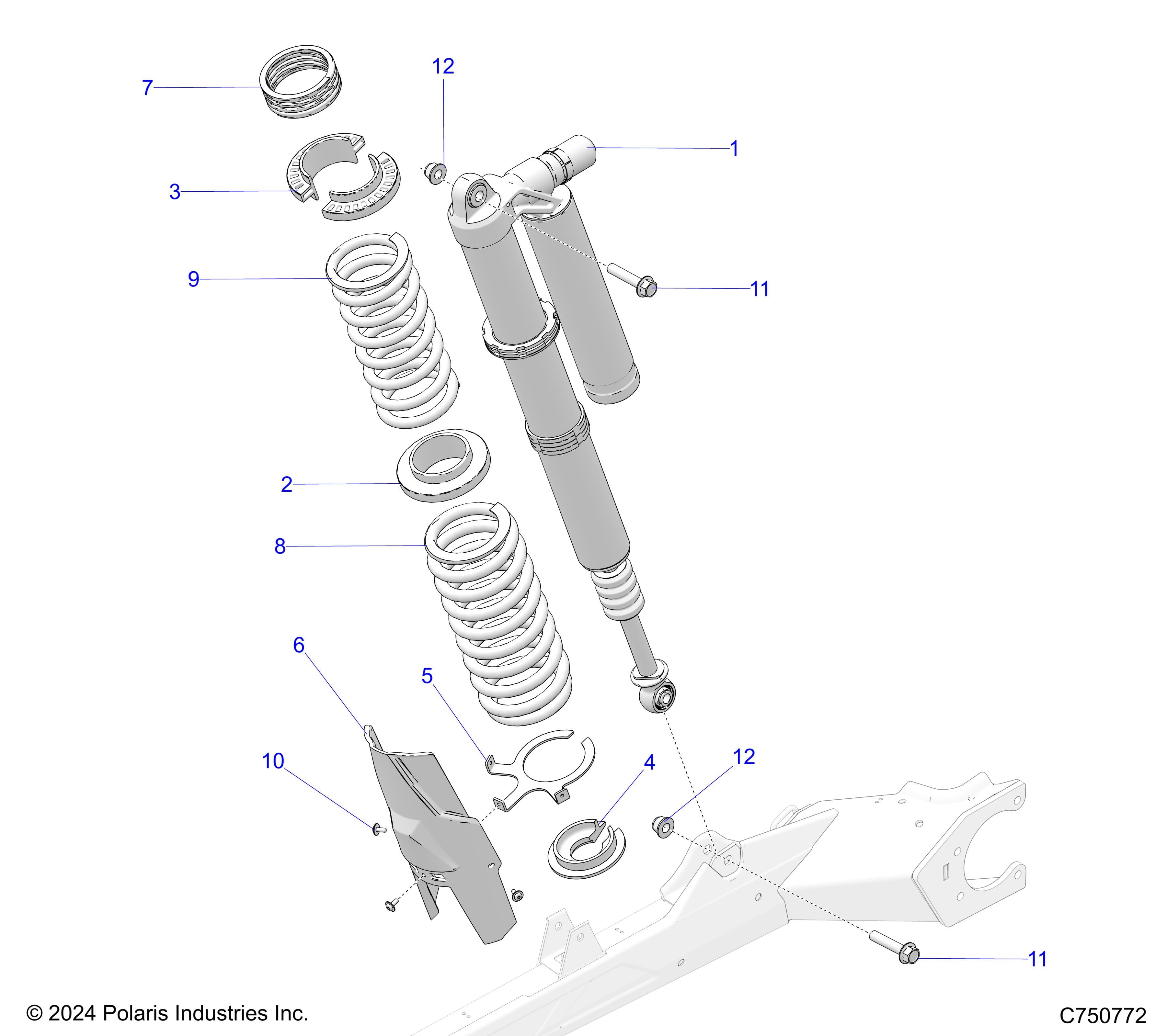 2026 RZR PRO XP SPORT β SUSPENSION, REAR SHOCK AND MOUNTING - Z26XPE92A4/B4/A6/B6 (C750771) diagram