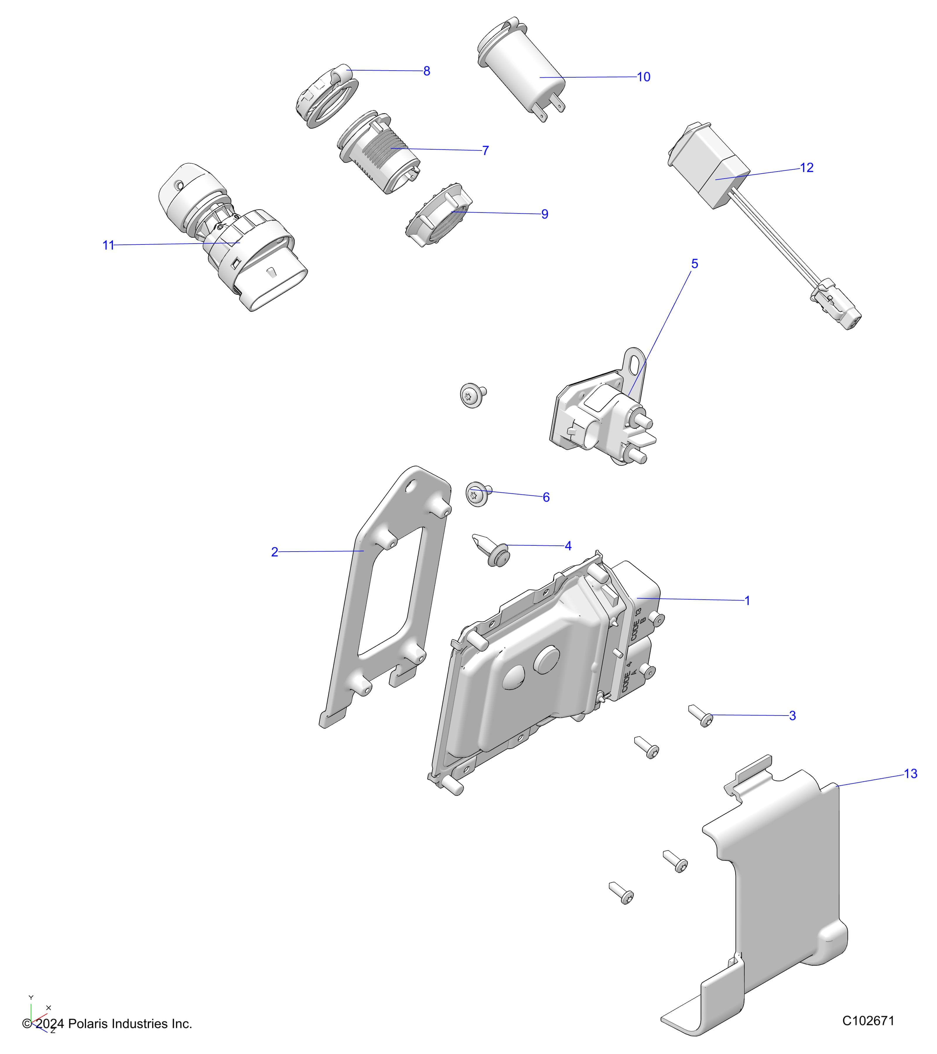 2026 SPORTSMAN 570 6X6 EPS 49S β ELECTRICAL, SWITCHES, SENSORS and ECM - A26SKE57A1 (C102671) diagram