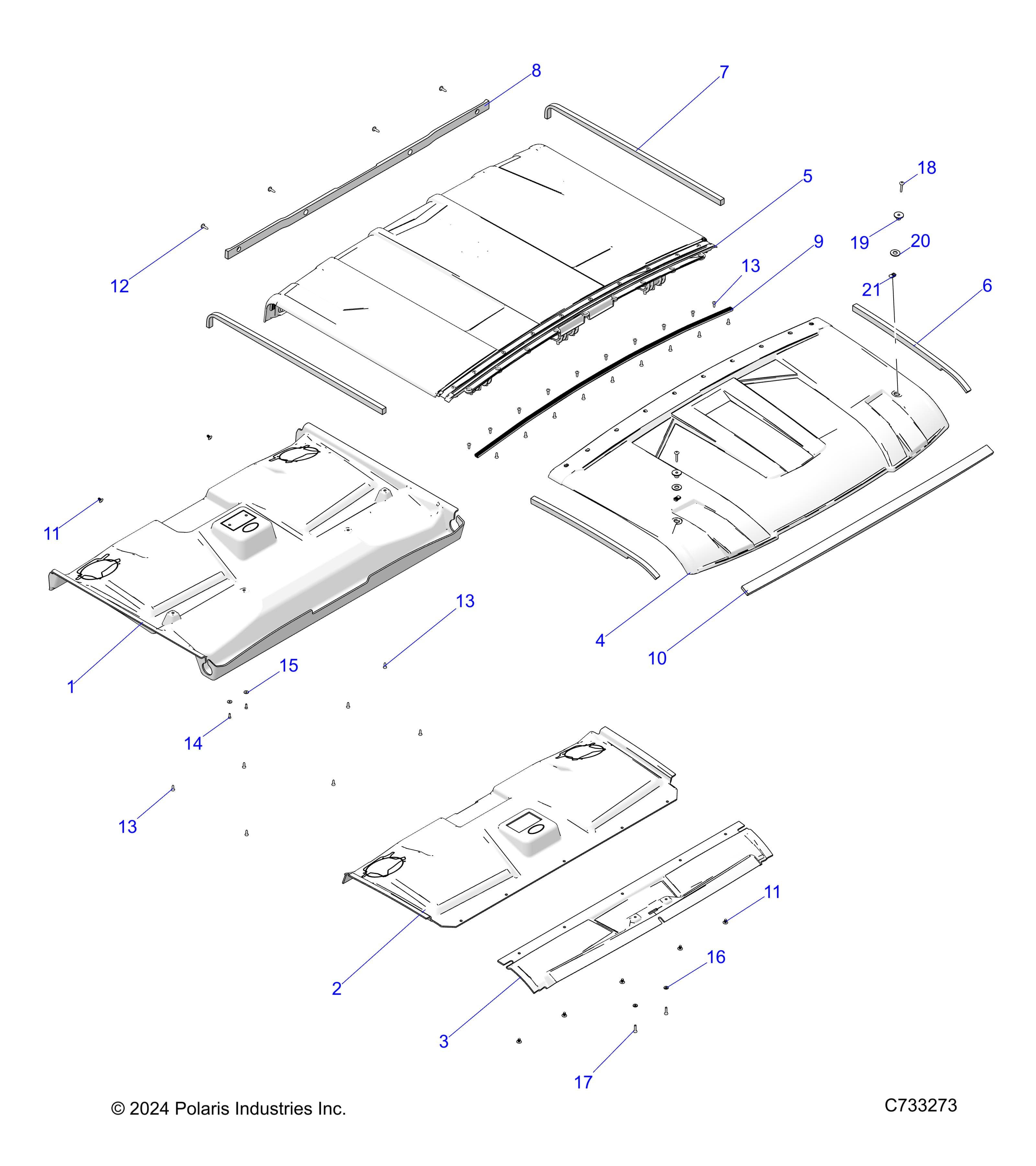 2026 RANGER 1000 XP CREW NSTR PREMIUM β BODY, ROOF - R26RSU99A9/B9/AF/BF/AH/BH/AS/BS/AB/BB (C733239) diagram