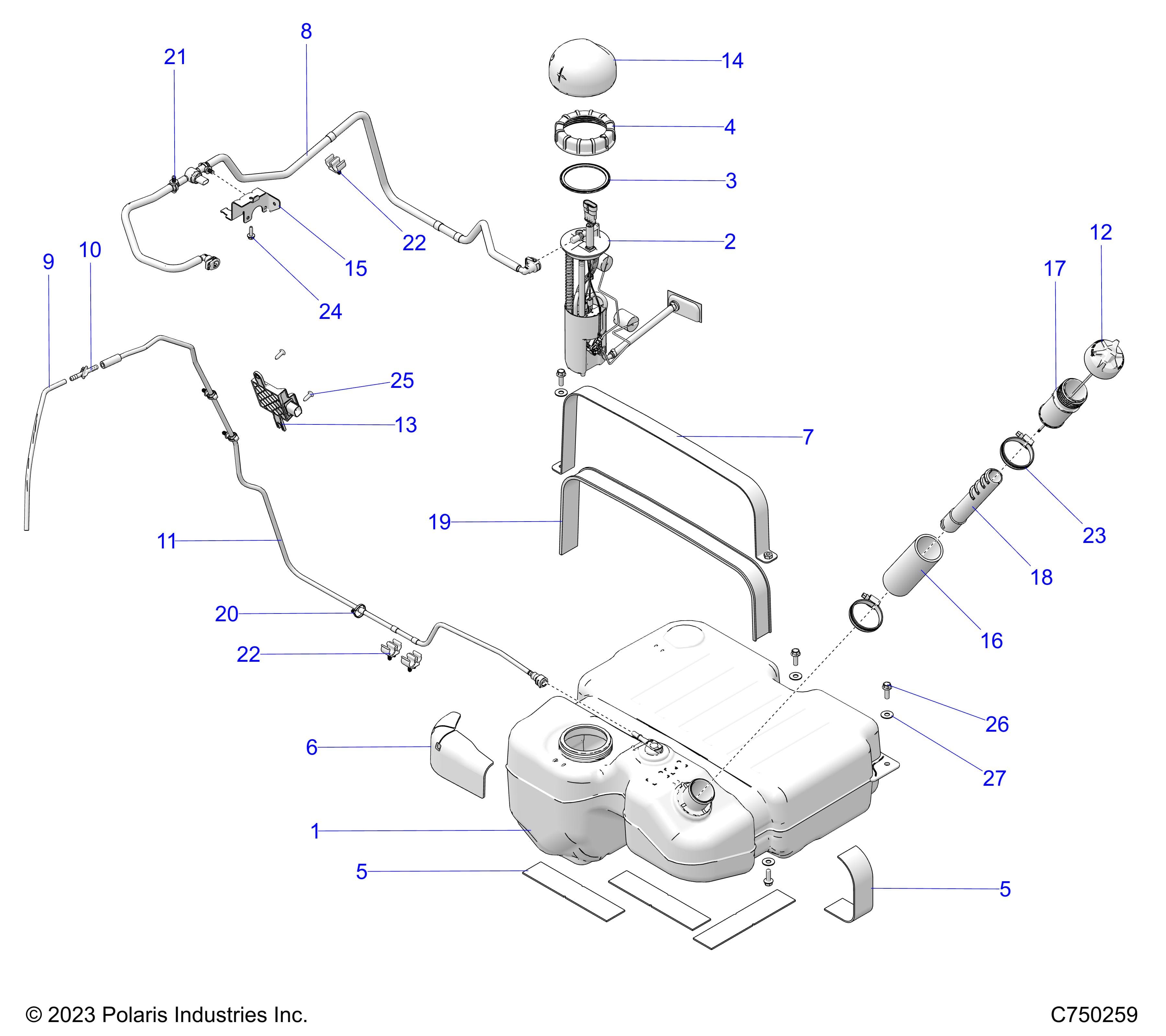 2026 RZR PRO S4 ULTIMATE EVP,LE β FUEL SYSTEM, STD. - Z26S4P92BL (C750259) diagram