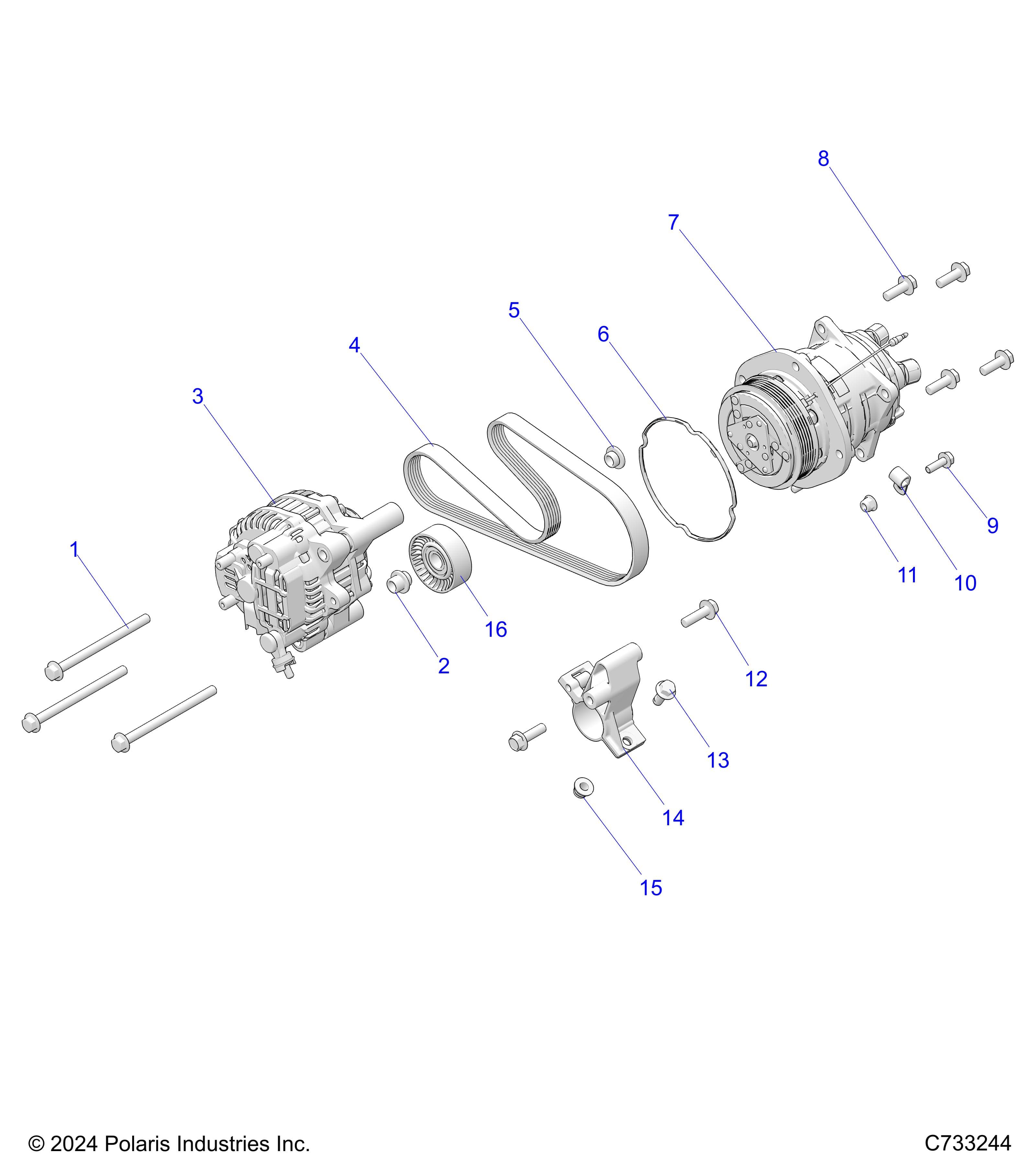 2026 RANGER 1000 XP CREW NSTR ULTIMATE β ENGINE, ALTERNATOR & COMPRESSOR - R26RSY99A9/AF/AH/AB/AS/B9/BF/BH/BB/BS (C733244) diagram