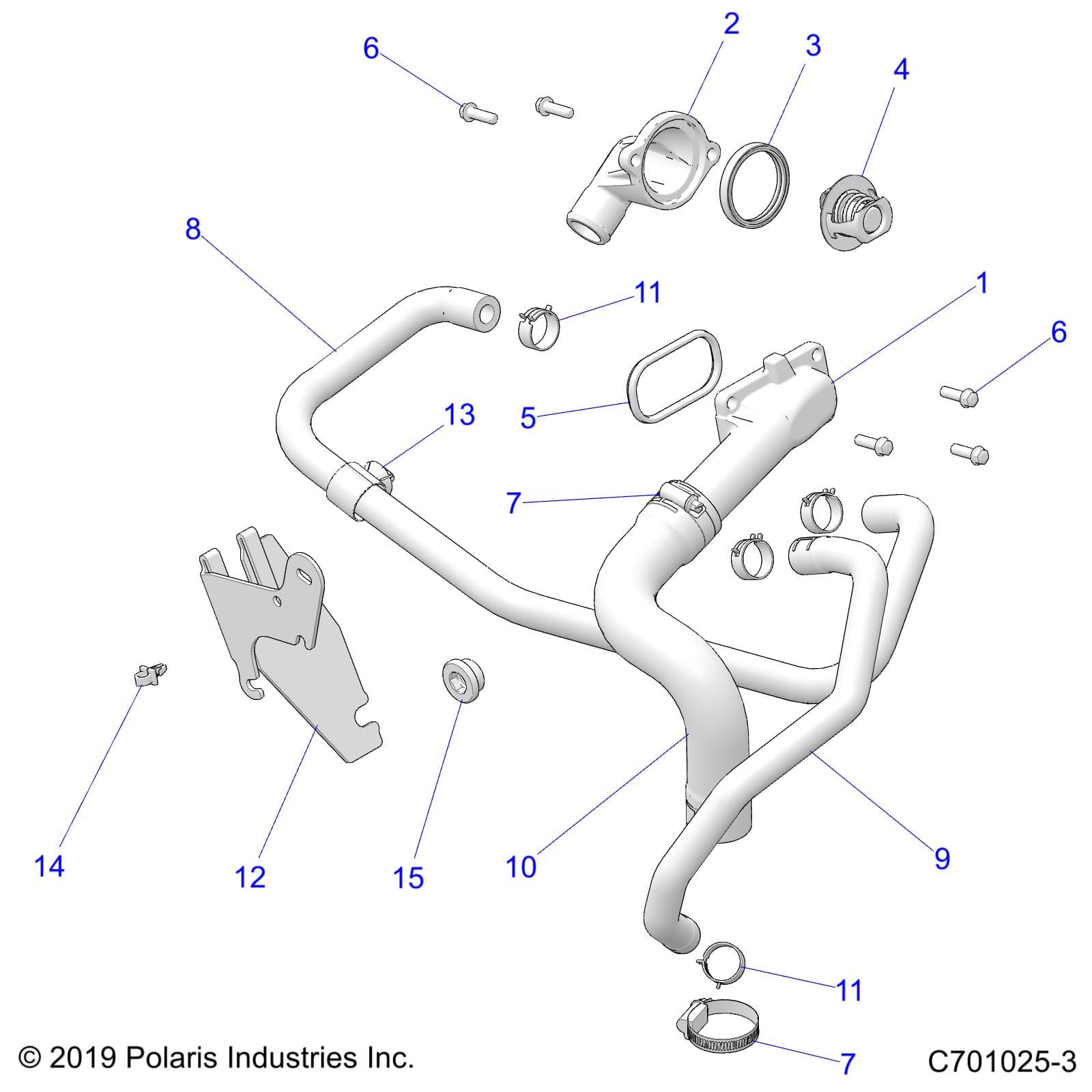 2026 RZR 900 TRAIL SPORT β ENGINE, COOLING, THERMOSTAT and BYPASS - Z26A5E87A5 (C701025-3) diagram