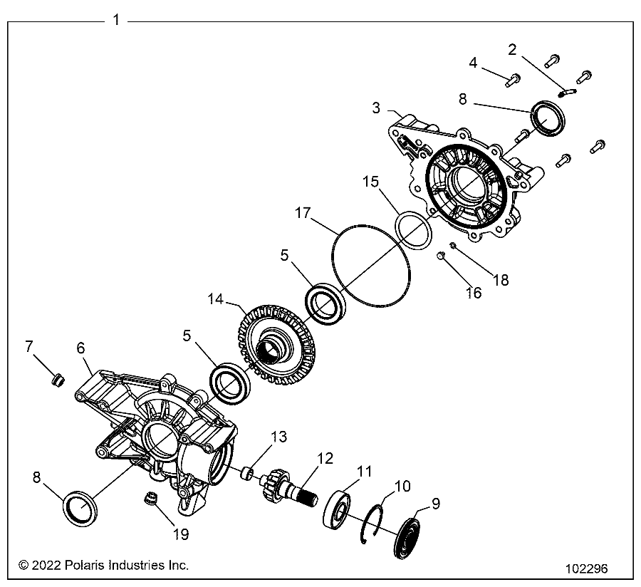 2026 SPORTSMAN 570 6X6 EPS 49S β DRIVE TRAIN, REAR GEARCASE - A26SKE57A1 (102296) diagram