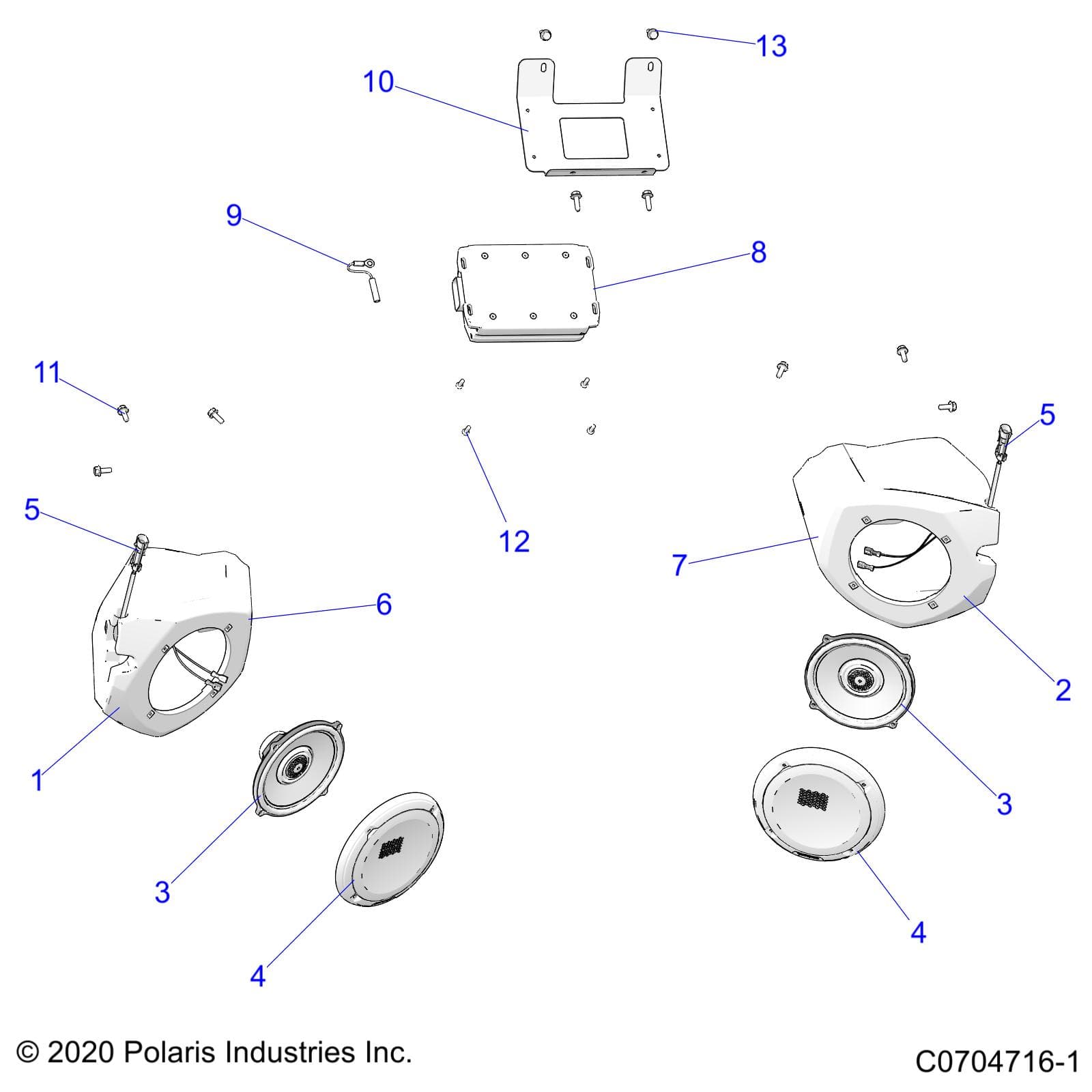 2026 RZR TRAIL S 1000 ULTIMATE β ELECTRICAL, AUDIO, SPEAKERS, RIDE COMMAND - Z26ASF99A6 (C0704716-1) diagram
