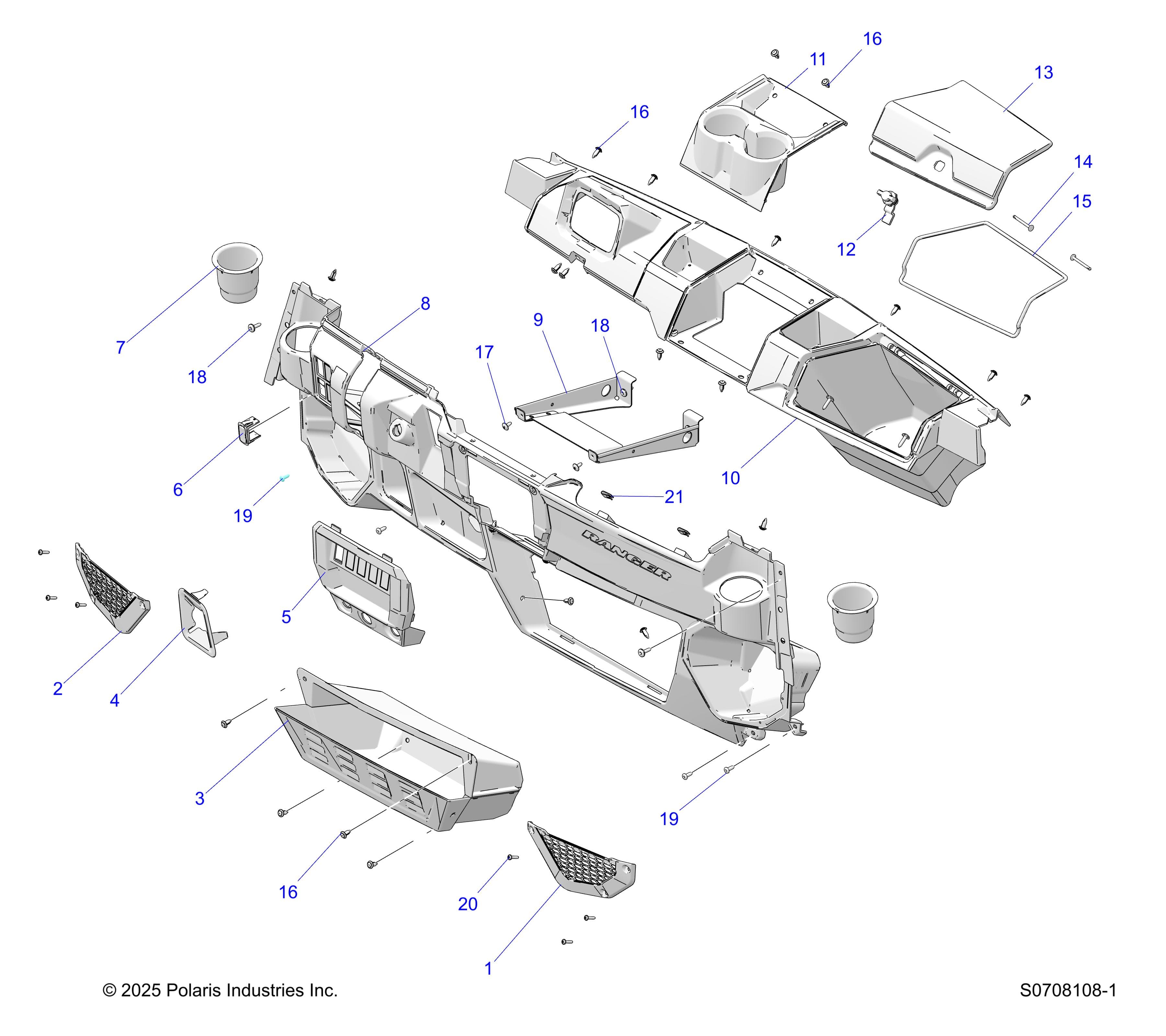 2026 RANGER 1000 NON EPS β BODY, DASH BASE UNITS diagram