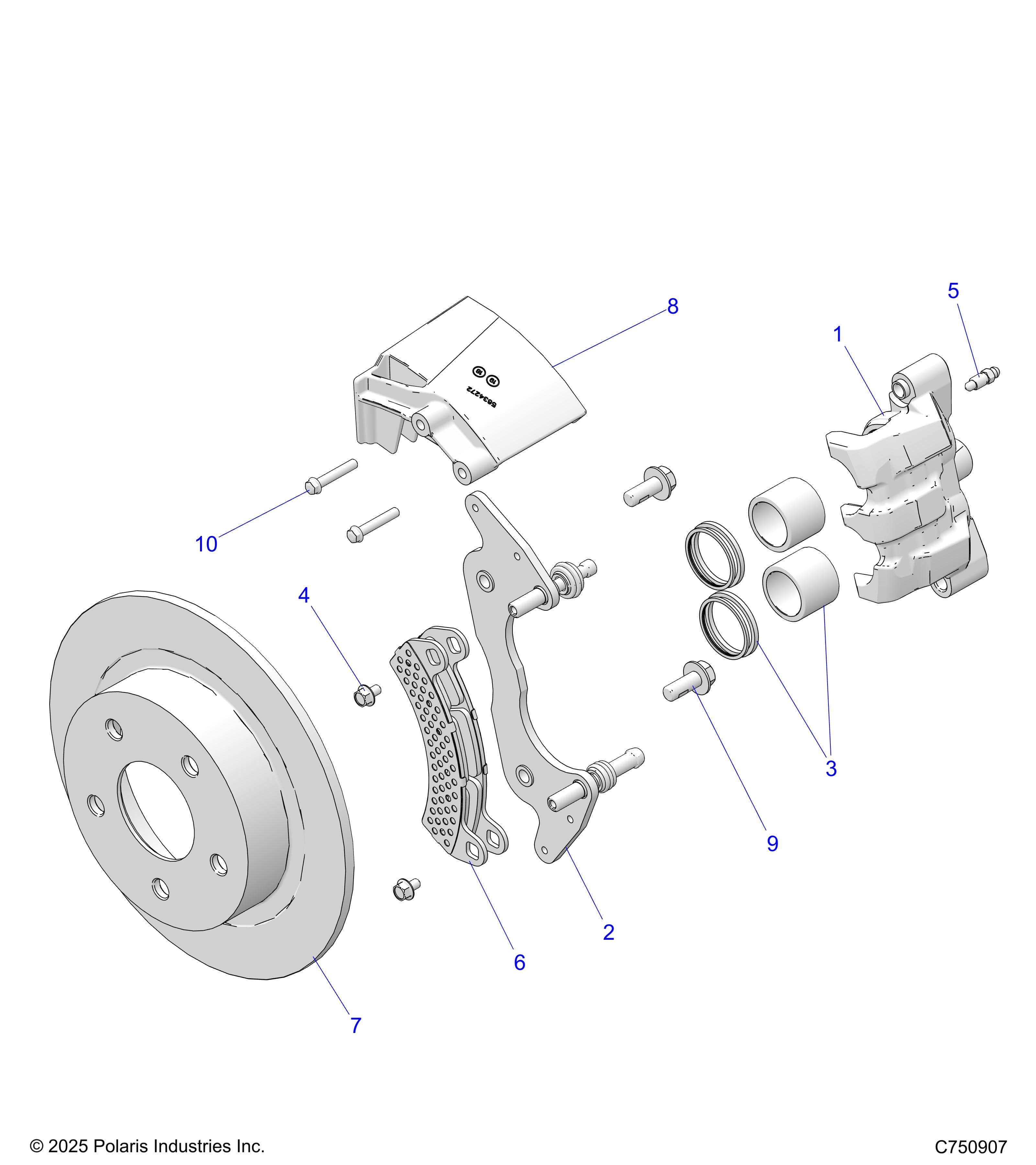 2026 RZR XP S 1000 SPORT β BRAKES, FRONT CALIPER - Z26NEX99A4/B4/A6/B6 (C750907) diagram