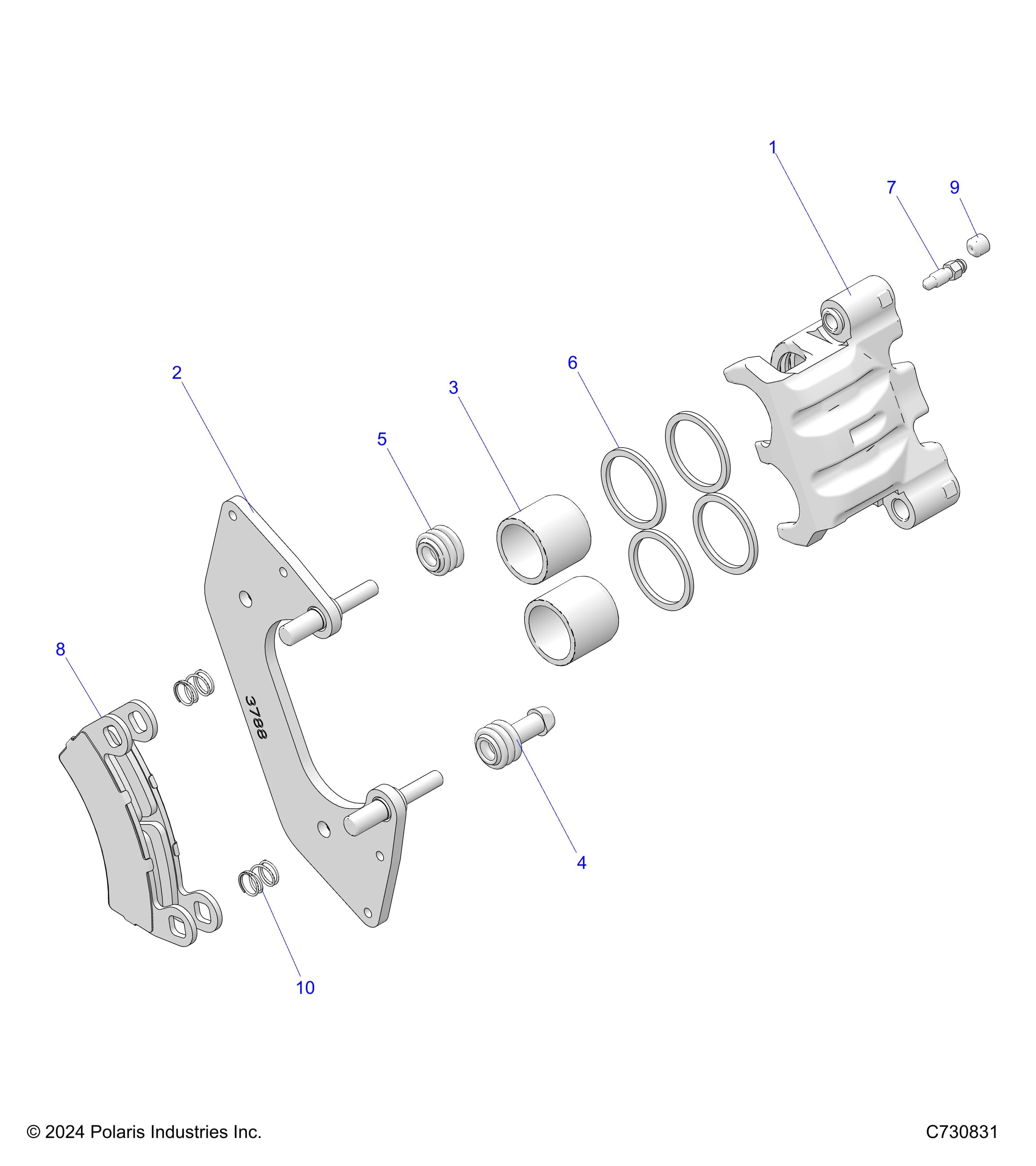 2026 RANGER 1000 XP NSTR ULTIMATE TRAIL BOSS β BRAKES, FRONT CALIPER - R26RRV99AK (C730831) diagram