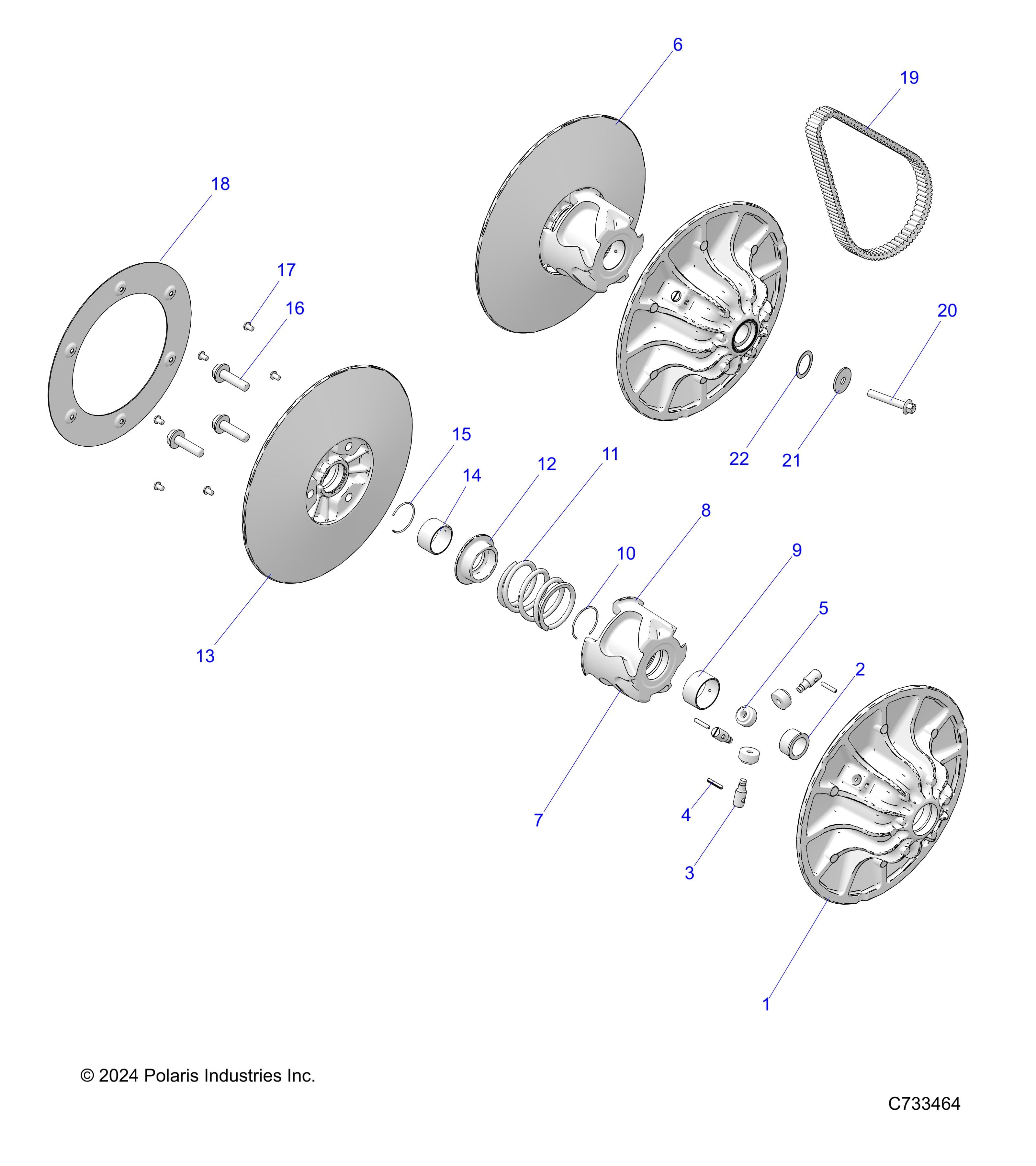 2026 RANGER 1000 XP CREW NSTR ULTIMATE TRAIL BOSS β DRIVE TRAIN, SECONDARY CLUTCH - R26RSV99AK (C733464) diagram