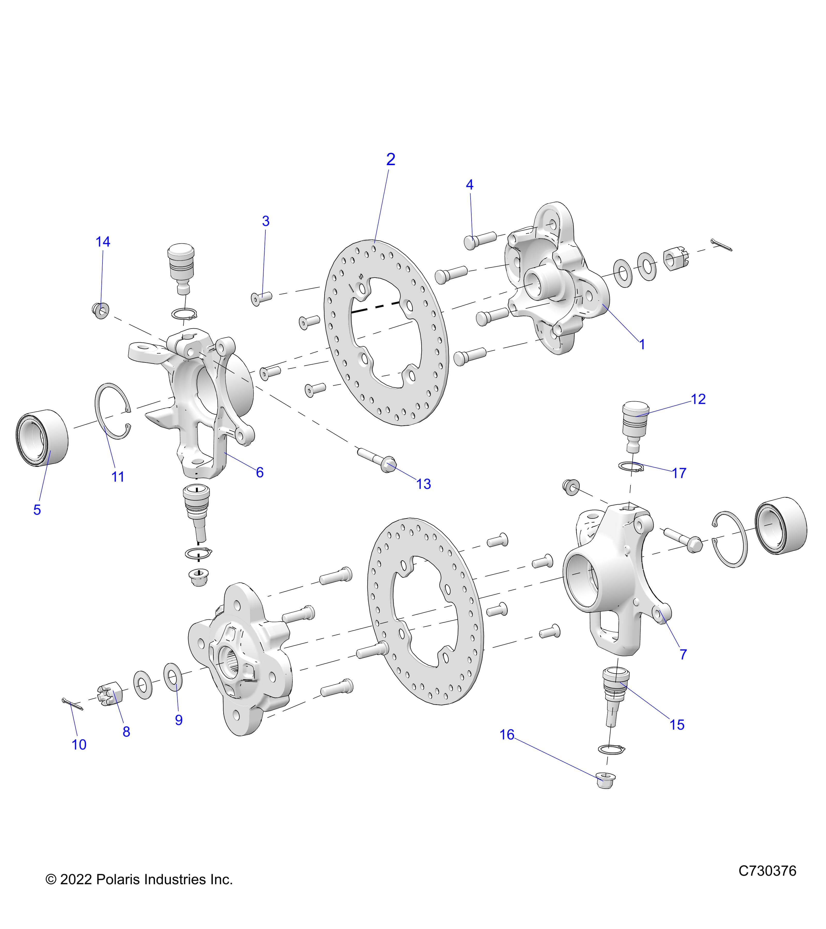 2026 RANGER 1000 XP CREW NORTHSTAR TEXAS EDITION β SUSPENSION, FRONT HUB - R26RST99AL (C730376) diagram
