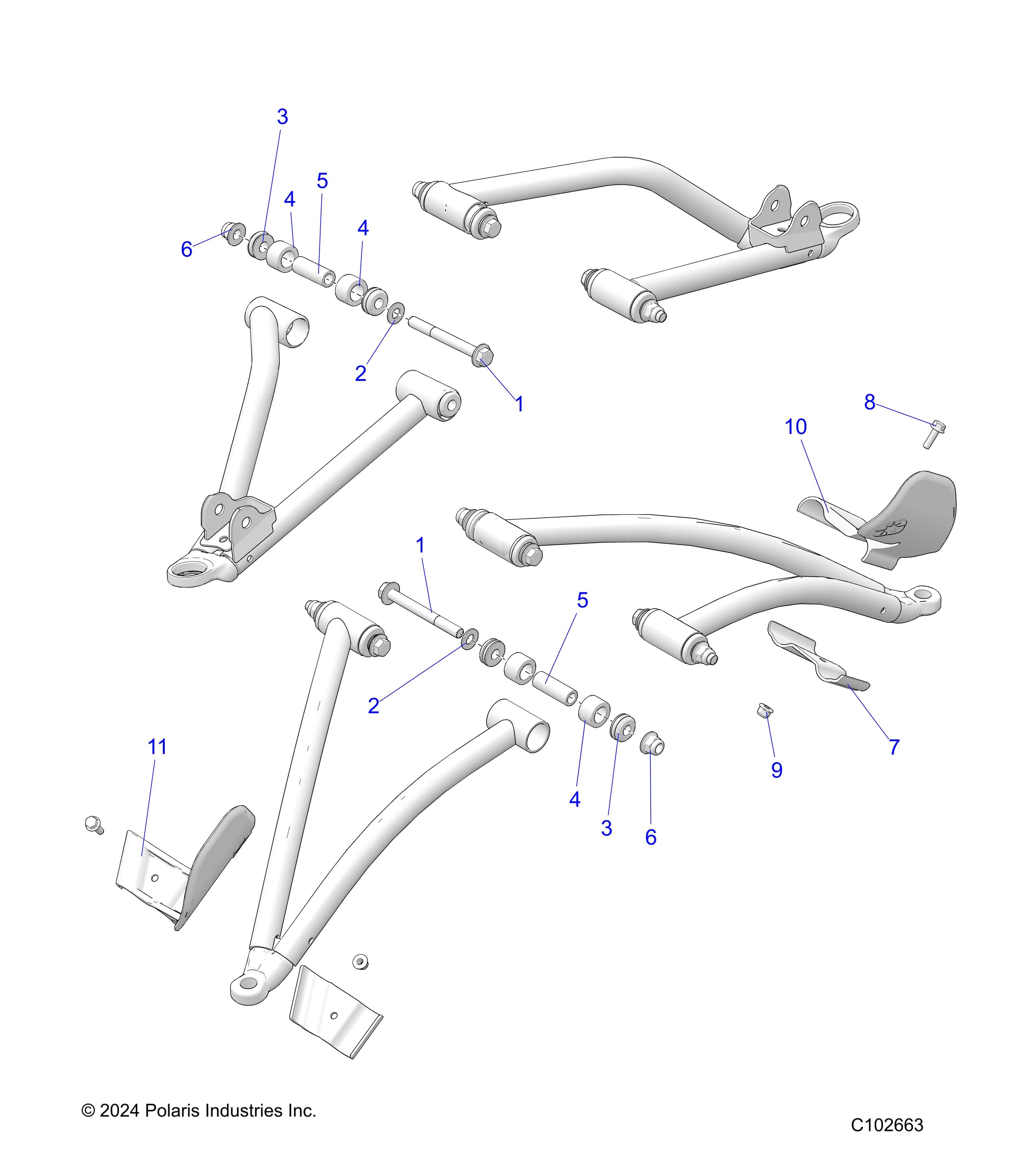 2026 SPORTSMAN 570 6X6 EPS 49S β SUSPENSION, FRONT A-ARM MOUNTING - A26SKE57A1 (C102663) diagram