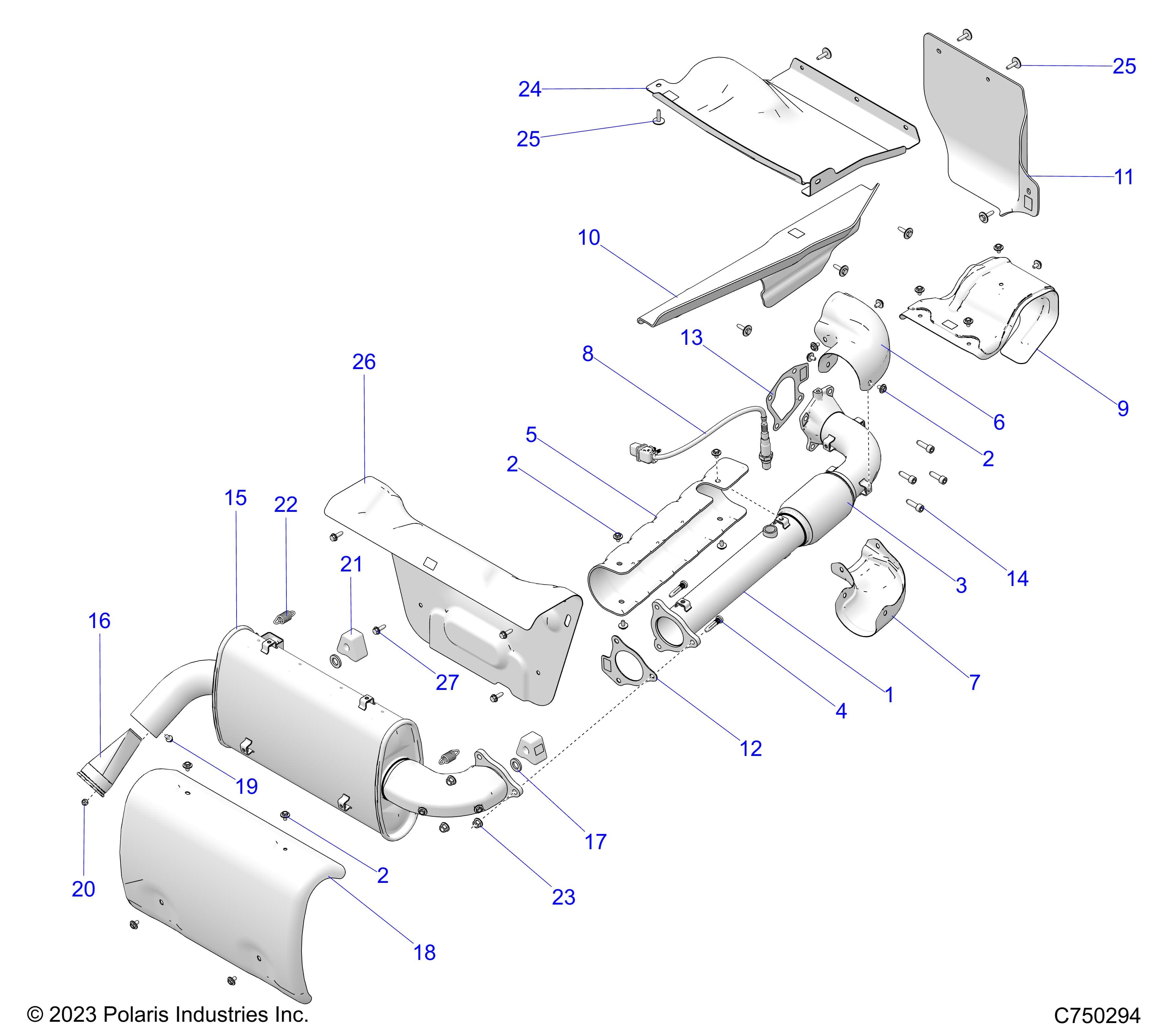 2026 RZR PRO S4 ULTIMATE EVP,LE β ENGINE, EXHAUST - Z26S4P92BL (C750294) diagram