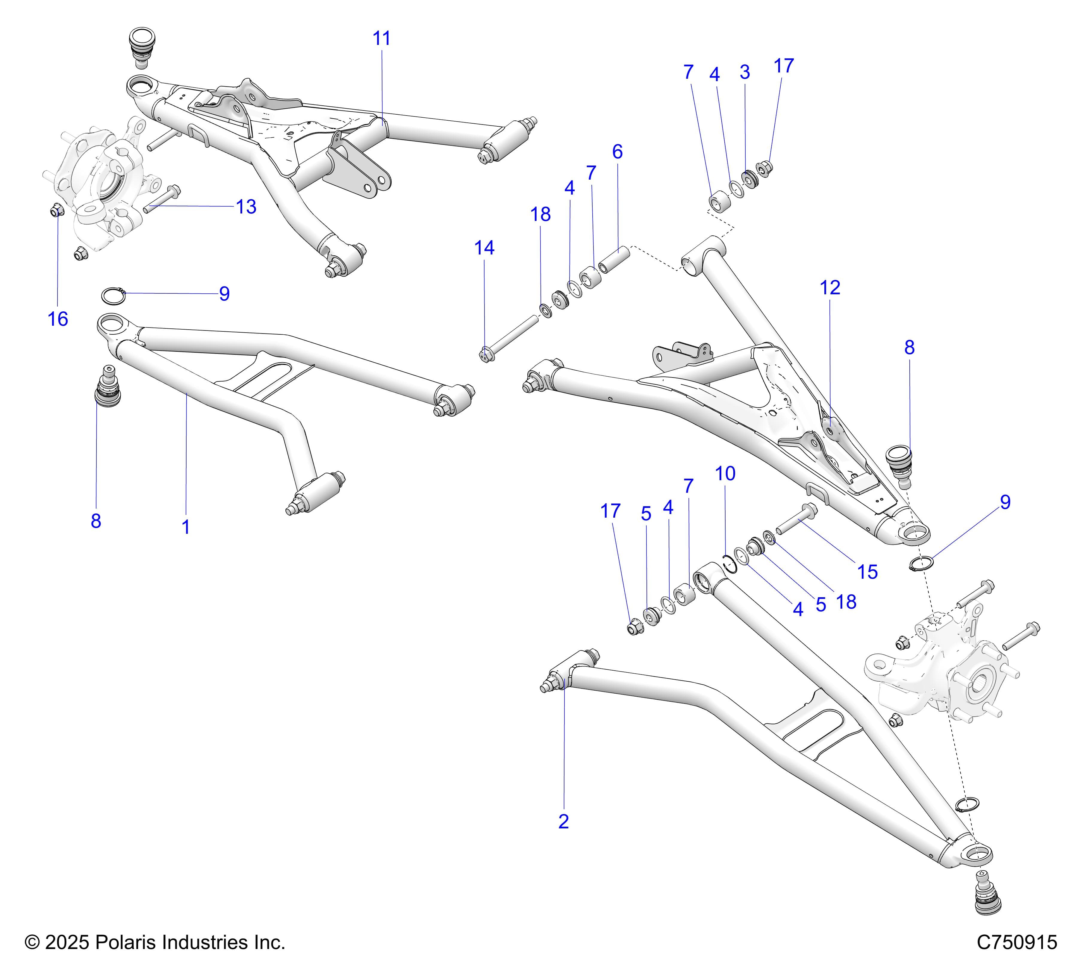 2026 RZR XP S 1000 ULTIMATE β SUSPENSION, FRONT CONTROL ARMS - Z26NEY99A4/B4/A6/B6 (C750915) diagram