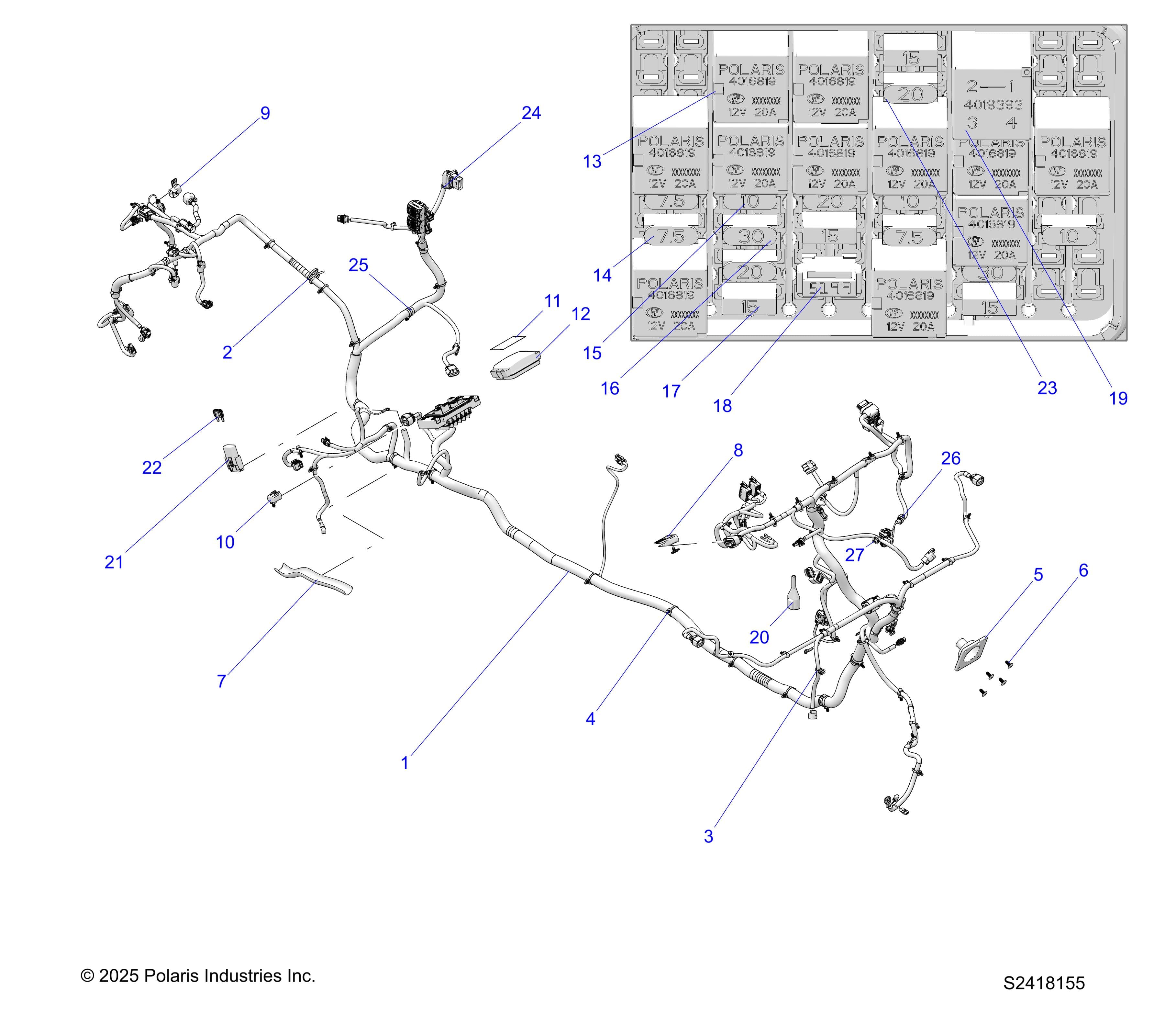 2026 RANGER 1000 XP CREW NSTR ULTIMATE β ELECTRICAL, HARNESS CHASSIS diagram