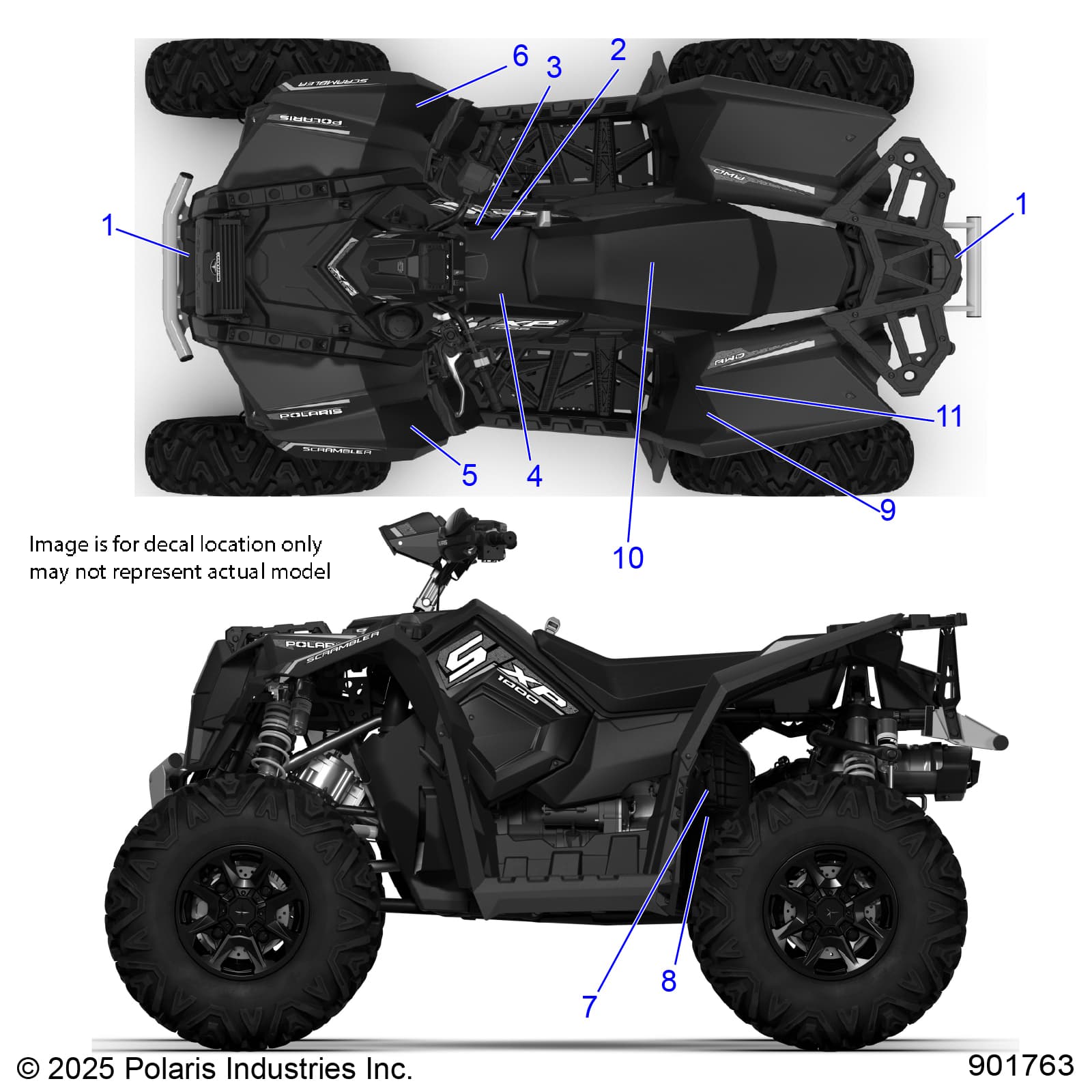 2026 SCRAMBLER XP 1000 S 49S R01 - A26SGE95AB β BODY, DECALS, STANDARD - A26SGE95AB (901763) diagram