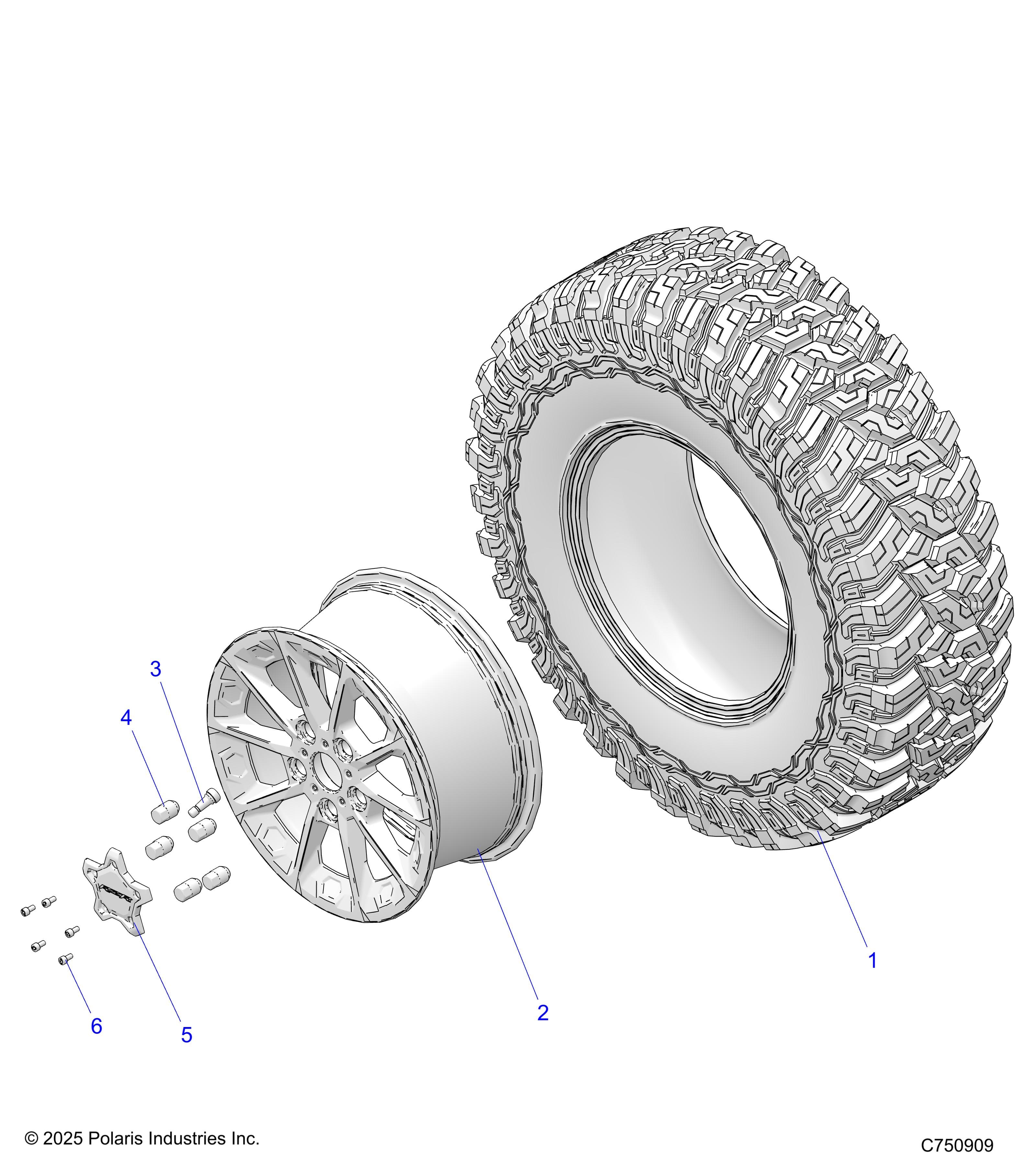 2026 RZR PRO S4 ULTIMATE EVP,LE β WHEELS, FRONT/REAR - Z26S4P92BL (C750909) diagram