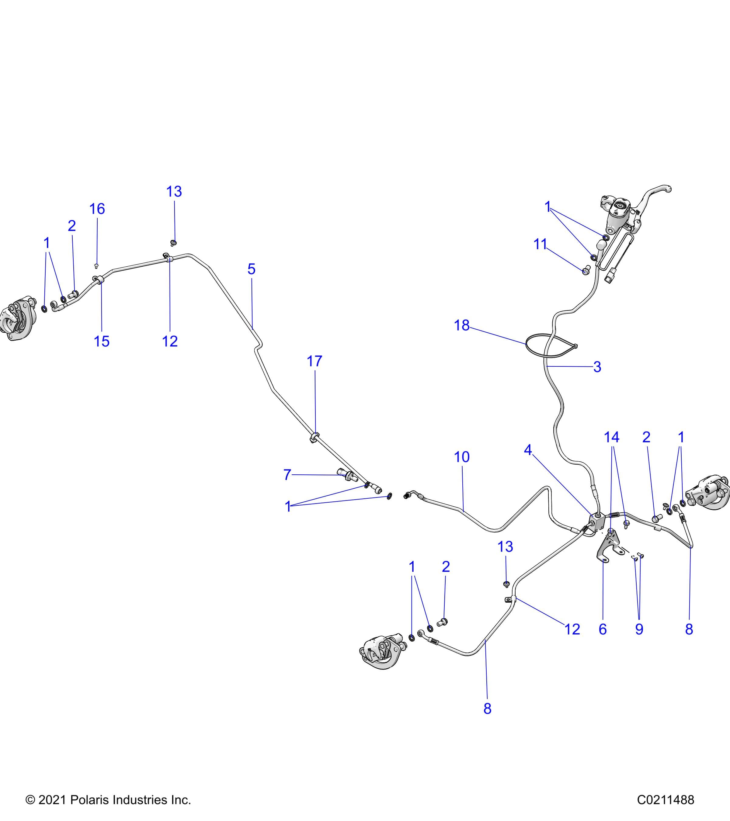 2026 SPORTSMAN 850 TRAIL 49 R01 - A26SXZ85A9/AN/AZ β BRAKES, BRAKE LINES - A26SXZ85A9/AN/AZ (C0211488) diagram