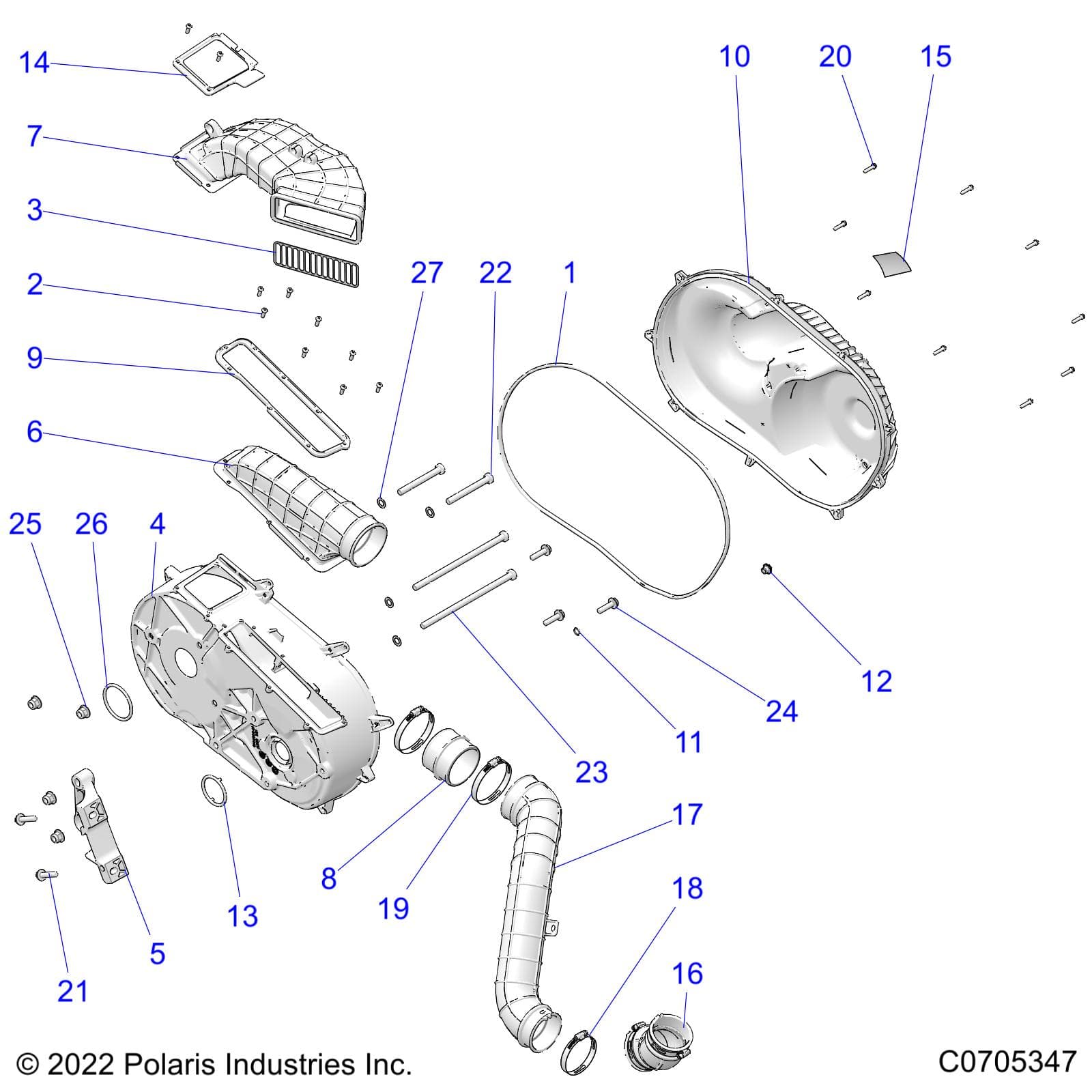 2026 RANGER 1000 XP CREW NORTHSTAR TEXAS EDITION β DRIVE TRAIN, CLUTCH COVER & DUCTING - R26RST99AL (C0705347) diagram