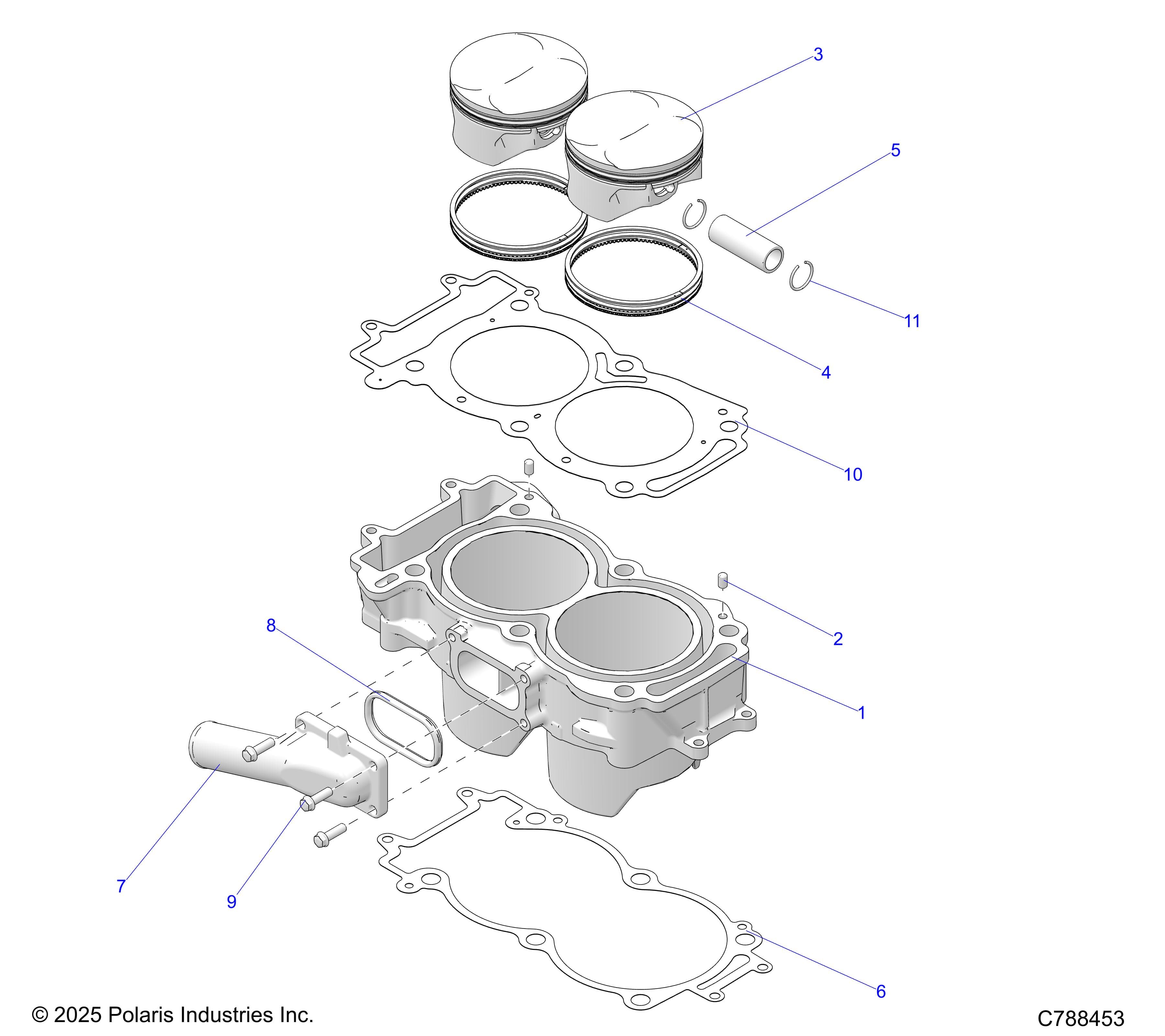 2026 RANGER 1000 XP NSTR ULTIMATE TRAIL BOSS β ENGINE, CYLINDER & PISTON - R25RRV99AC (C788453) diagram