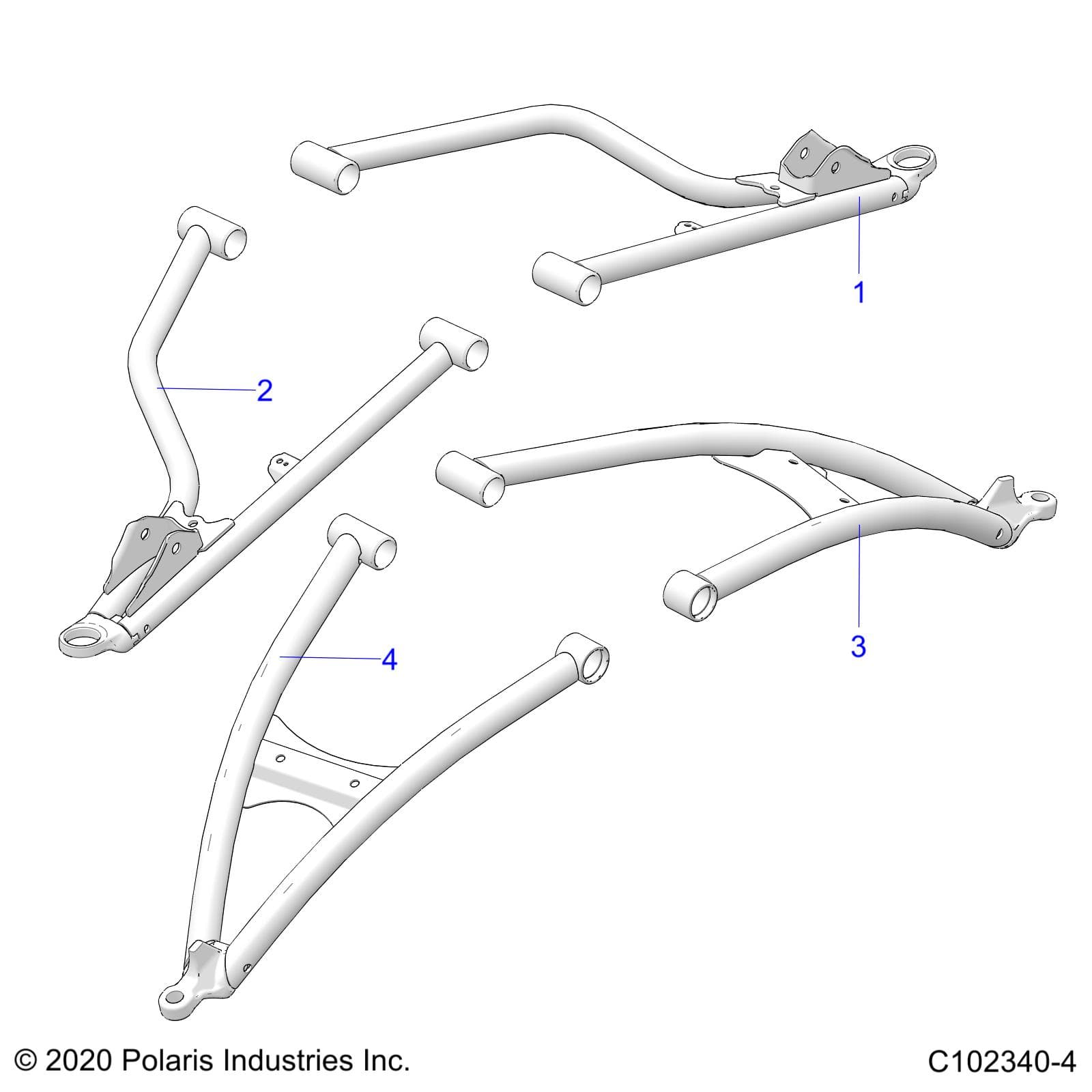 2026 SCRAMBLER XP 1000 S 49S R01 - A26SGE95AB β SUSPENSION, FRONT A-ARMS - A26SGE95AB (C102340-4) diagram