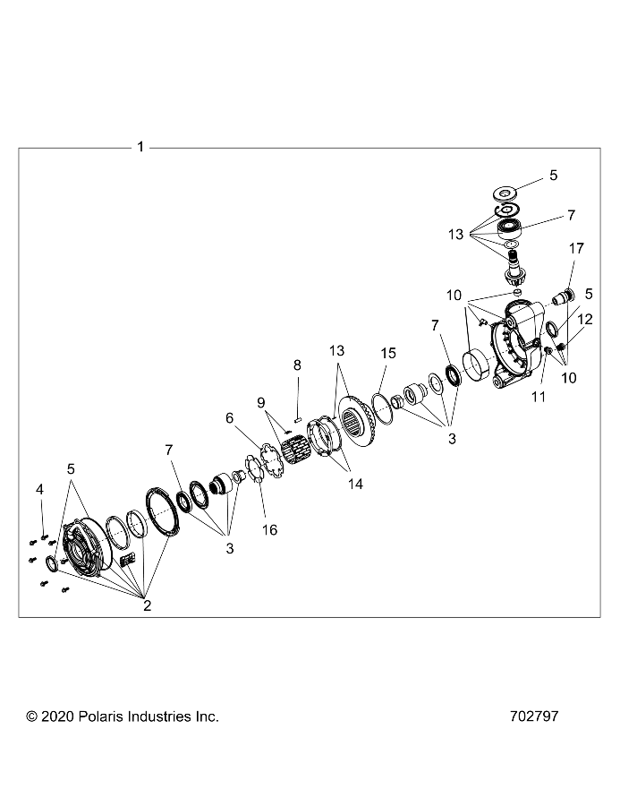 2026 RANGER 1000 XP NSTR ULTIMATE TRAIL BOSS β DRIVE TRAIN, FRONT GEARCASE INTERNALS - R26RRV99AK (702797) diagram