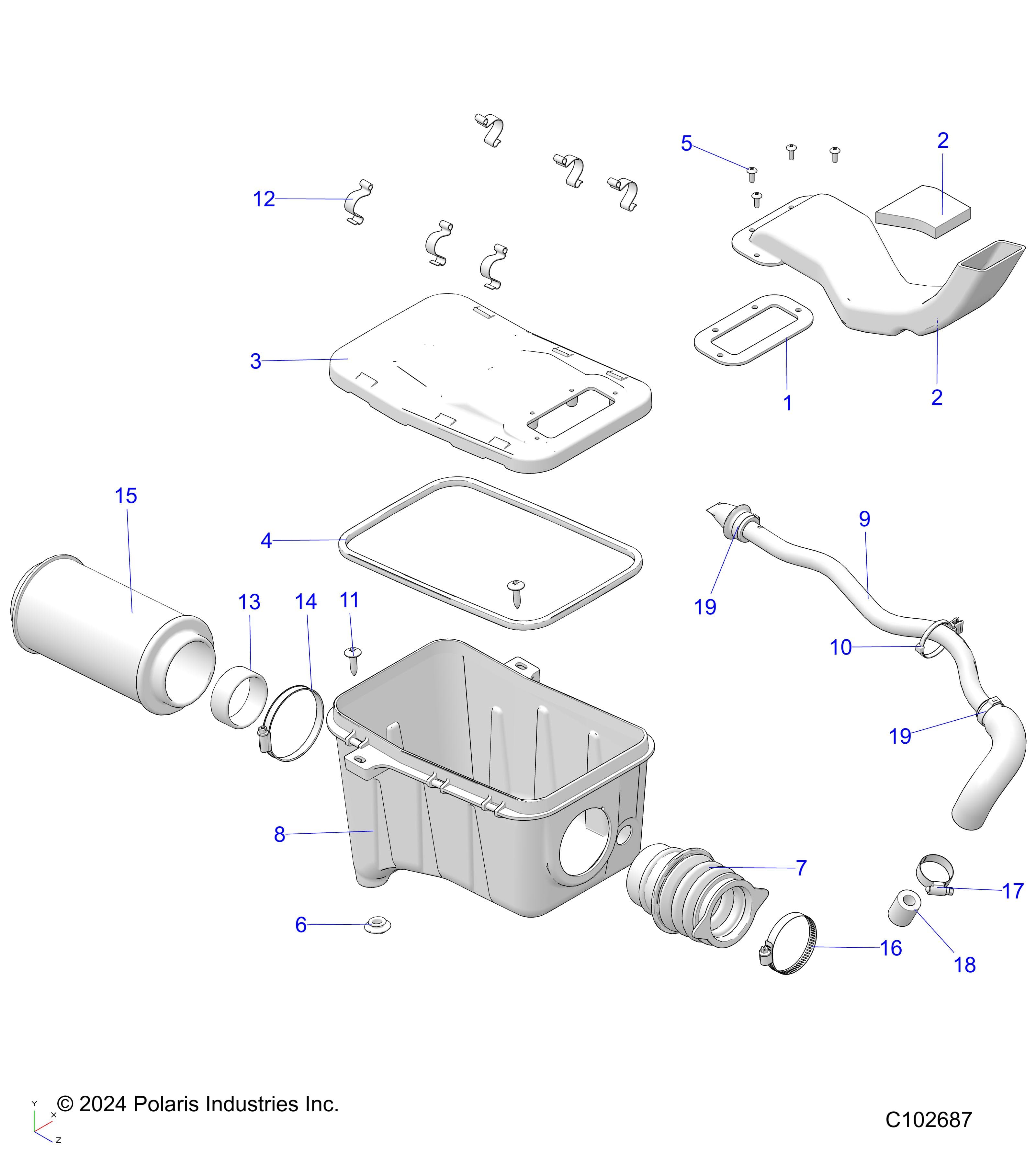 2026 SPORTSMAN 570 EPS β ENGINE, AIR INTAKE SYSTEM - A26SEE57A1/A4/A6/A9/B1/B4/B6 (C102687) diagram