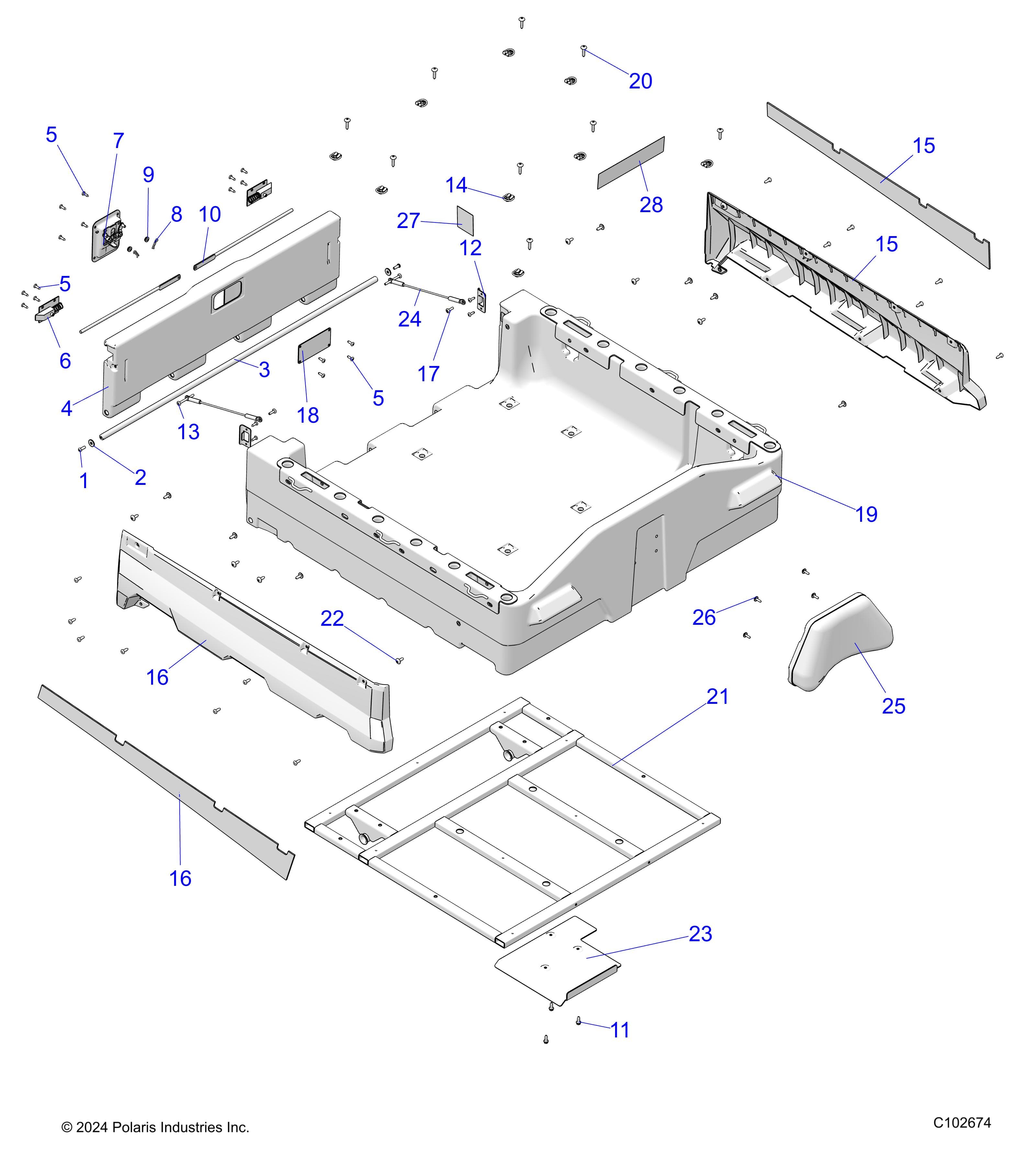 2026 SPORTSMAN 570 6X6 EPS 49S — BODY, DUMP BOX - A26SKE57A1 (C102674) diagram