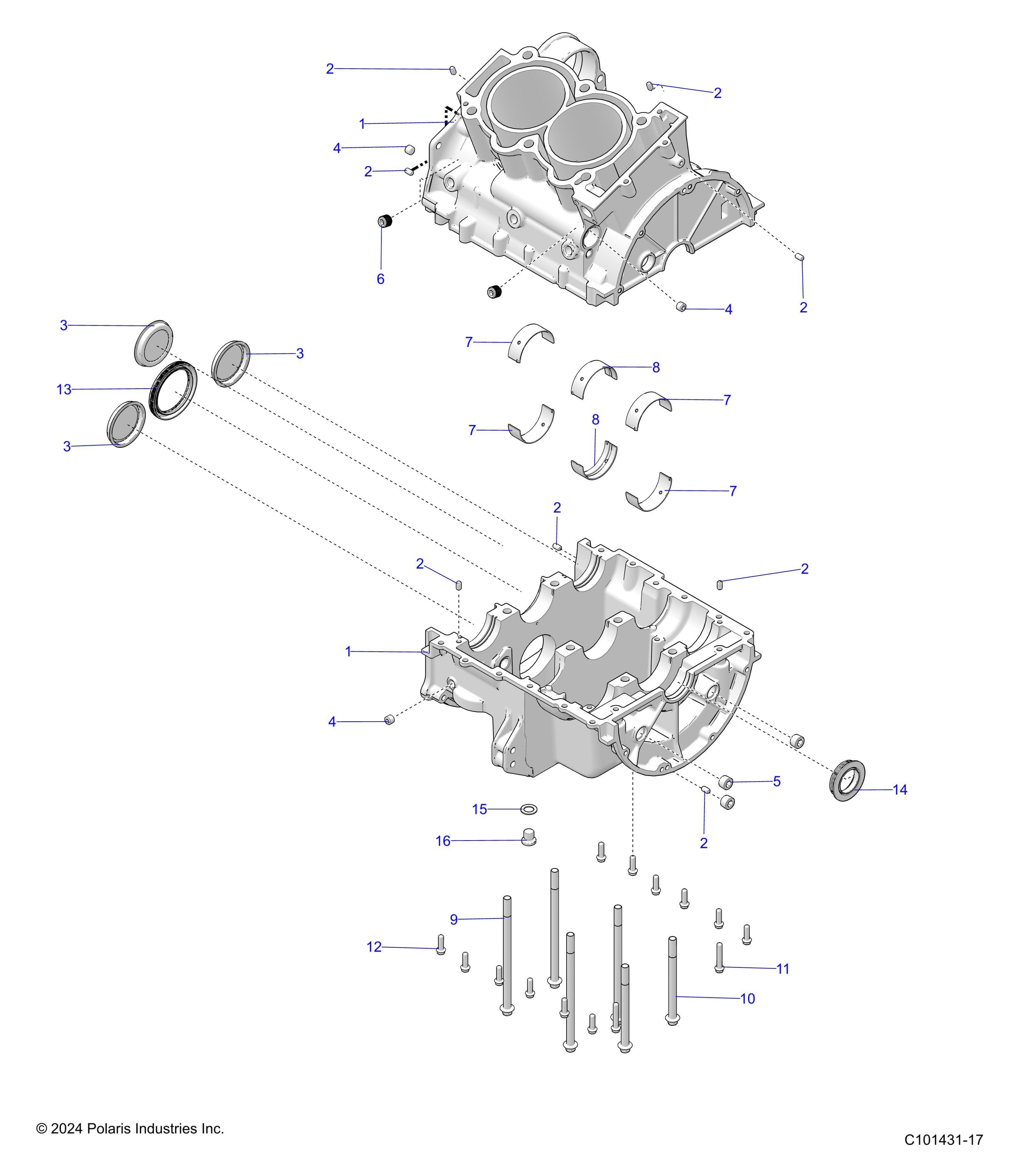 2026 SPORTSMAN TOURING XP 1000 R01 - A26SYY95AK β ENGINE, CRANKCASE - A26SYY95AK (C101431-17) diagram