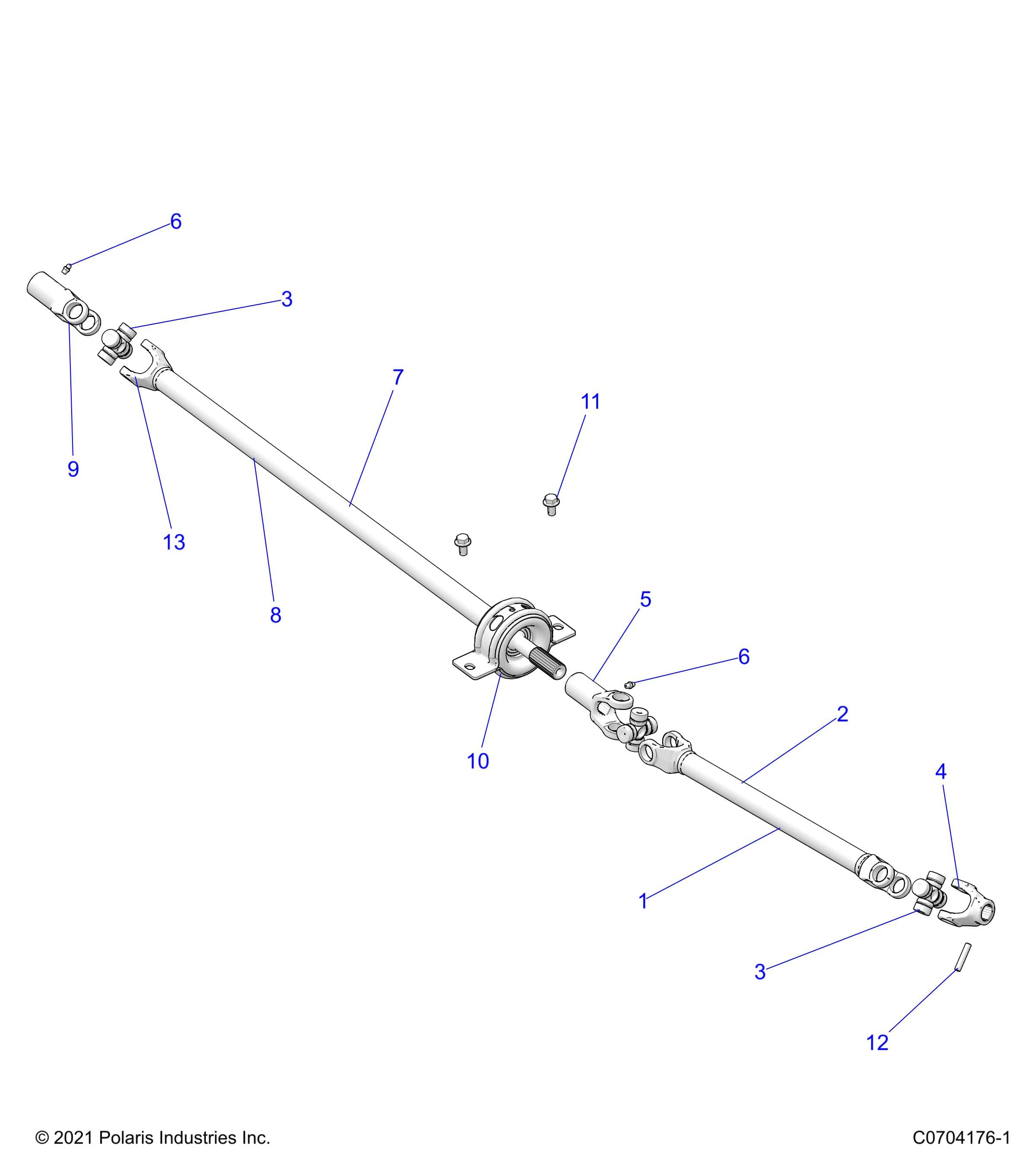 2026 RZR 900 TRAIL SPORT β DRIVE TRAIN, FRONT PROP SHAFT - Z26A5E87A5 (C0704176-1) diagram