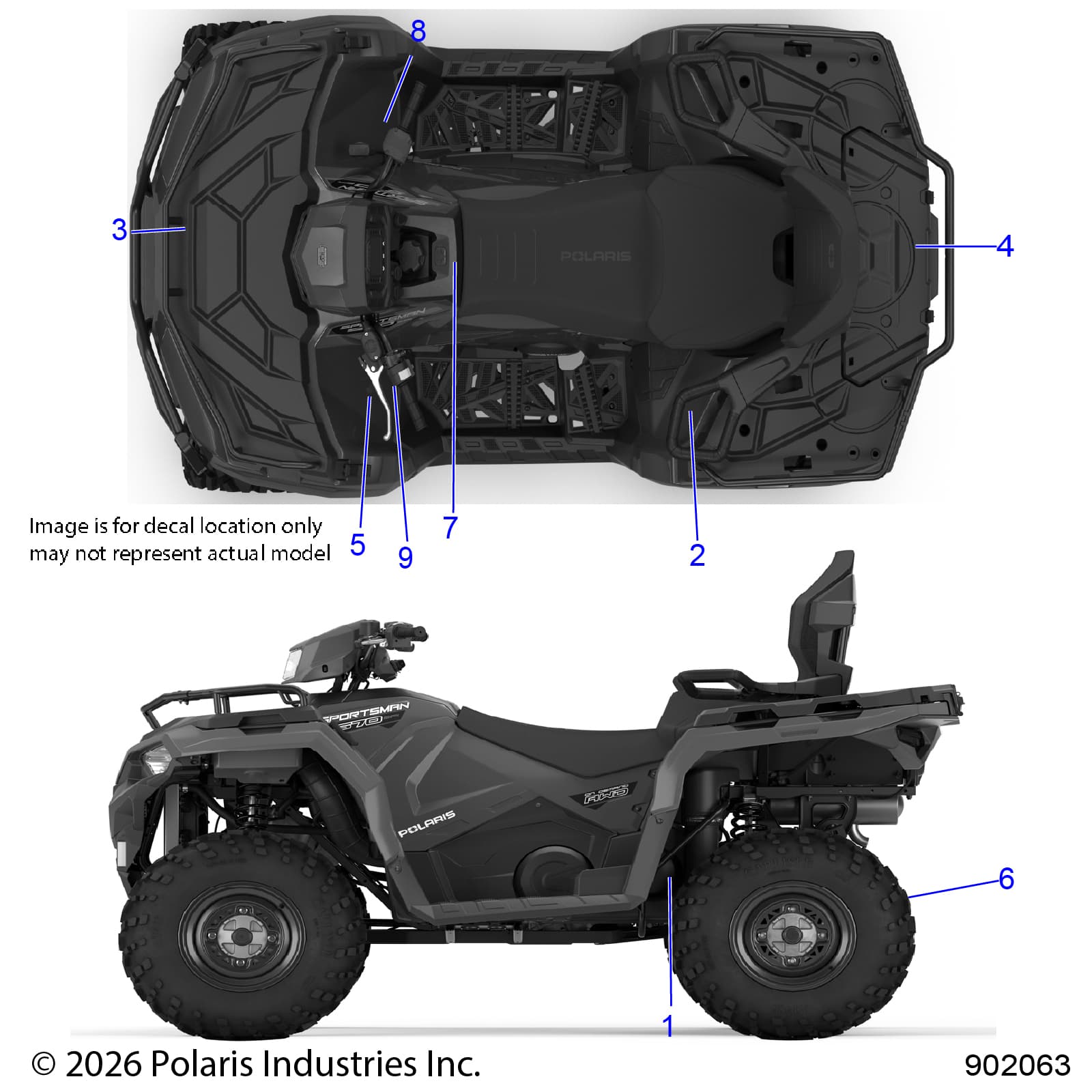 2026 SPORTSMAN TOURING 570 β BODY, DECALS, STANDARD - A26SDA57A7 (900860) diagram