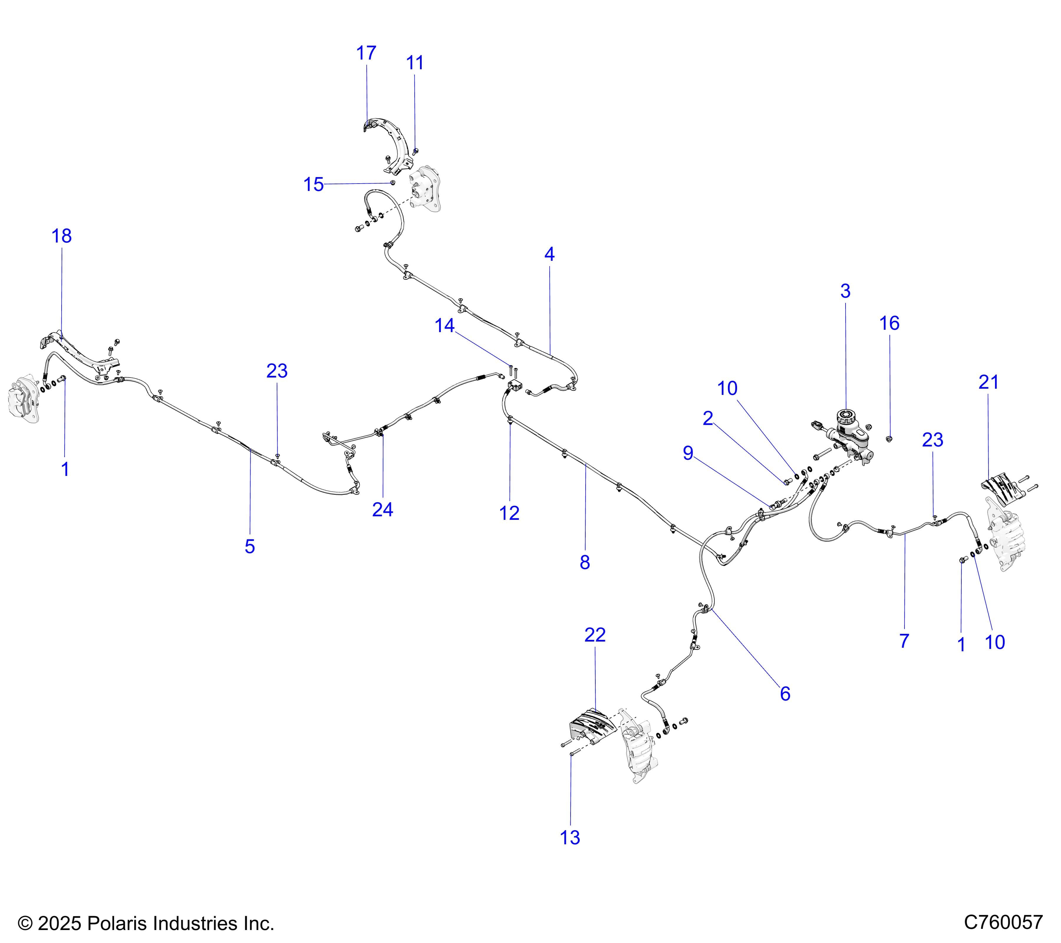 2026 RZR PRO XP SPORT — BRAKES, BRAKE LINES AND MASTER CYLINDER - Z26XPE92A4/B4/A6/B6 (C760057) diagram