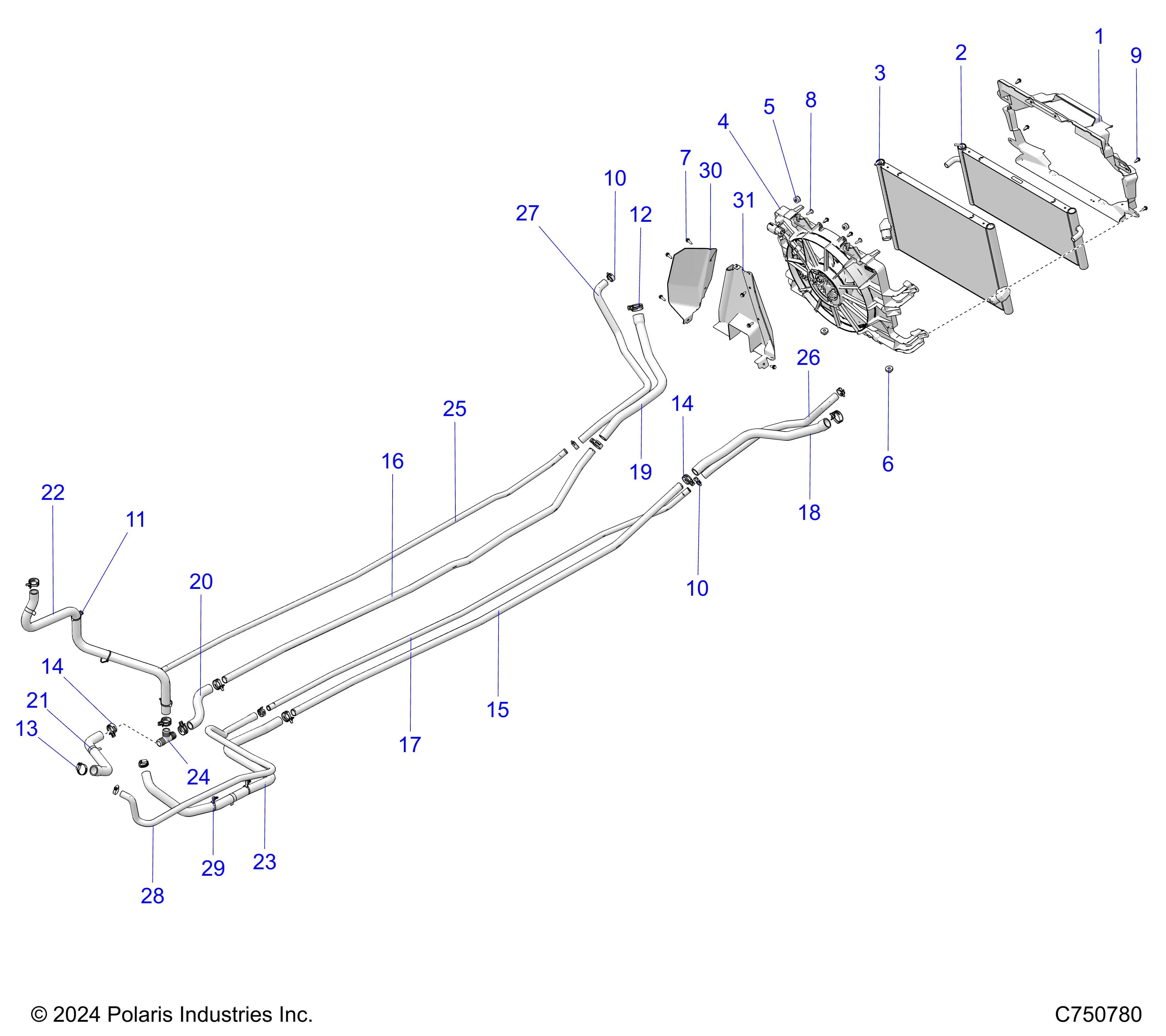 2026 RZR PRO XP 4 SPORT β ENGINE, COOLING - Z26X4E92A4/B4/A6/B6 (C750298) diagram