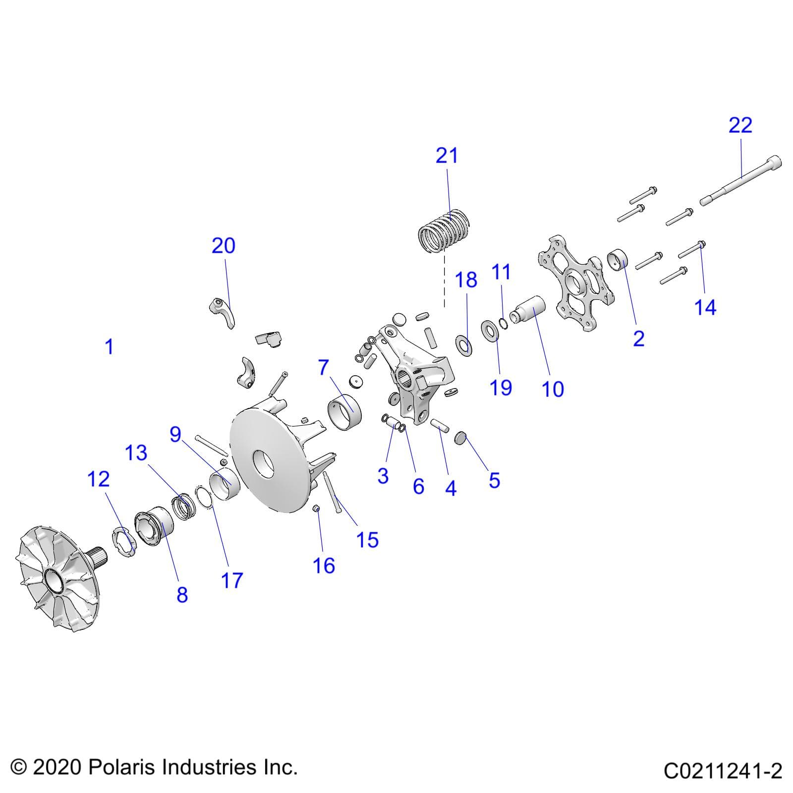 2026 SPORTSMAN 570 EPS PREM 40th β DRIVE TRAIN, PRIMARY CLUTCH - A26SEZ57AB/BB (C10211241-2) diagram